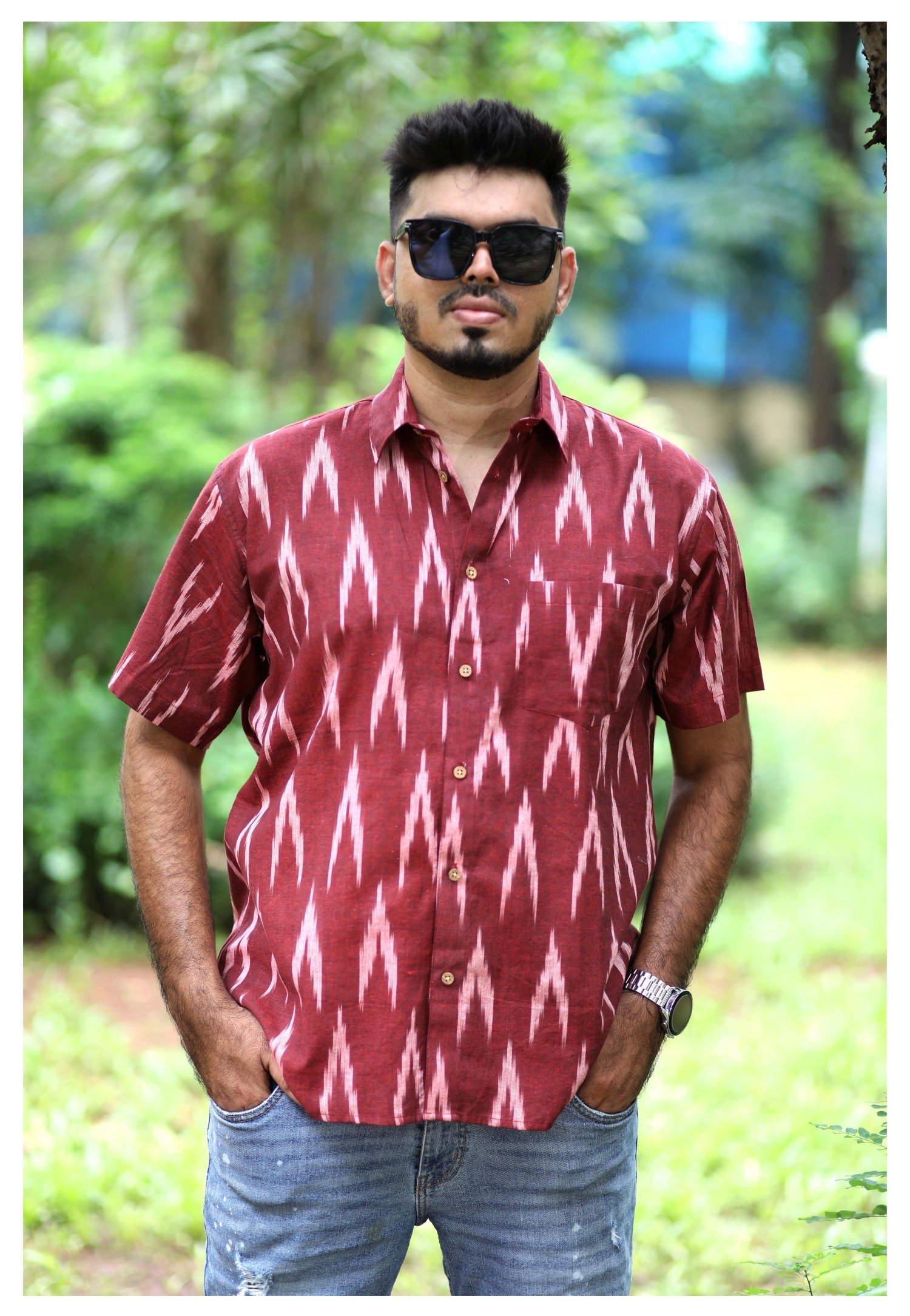Men’s Short Sleeve 100% Cotton Ikat Shirt