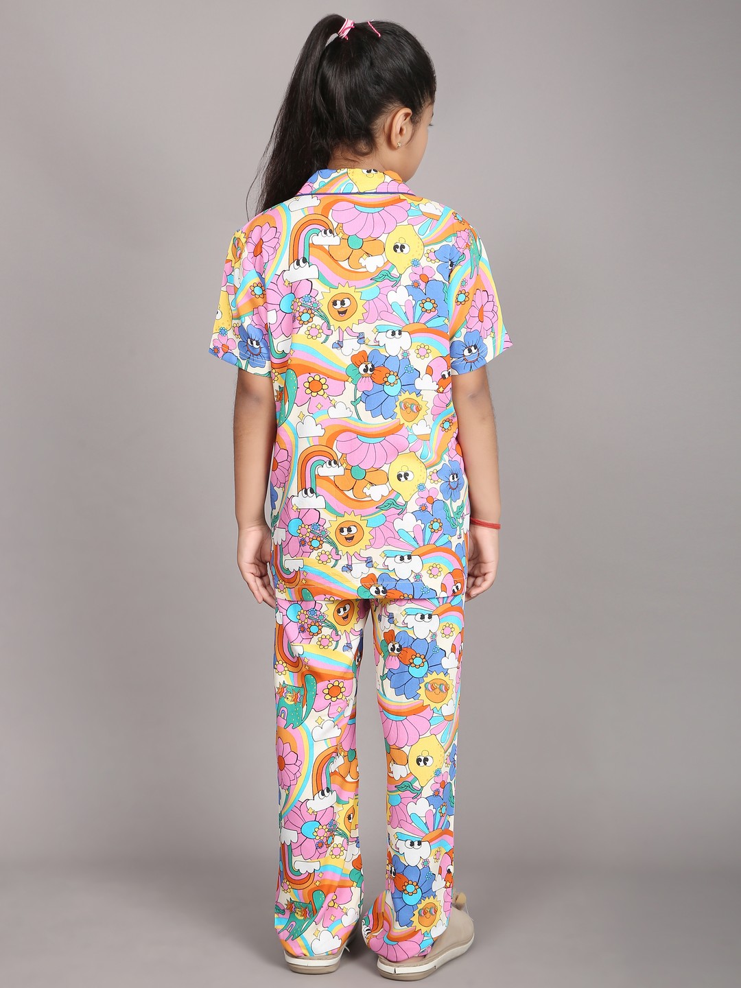 Ninos Dreams Girls Cotton Half sleeves Night Suit Multicolour Cartoon Print