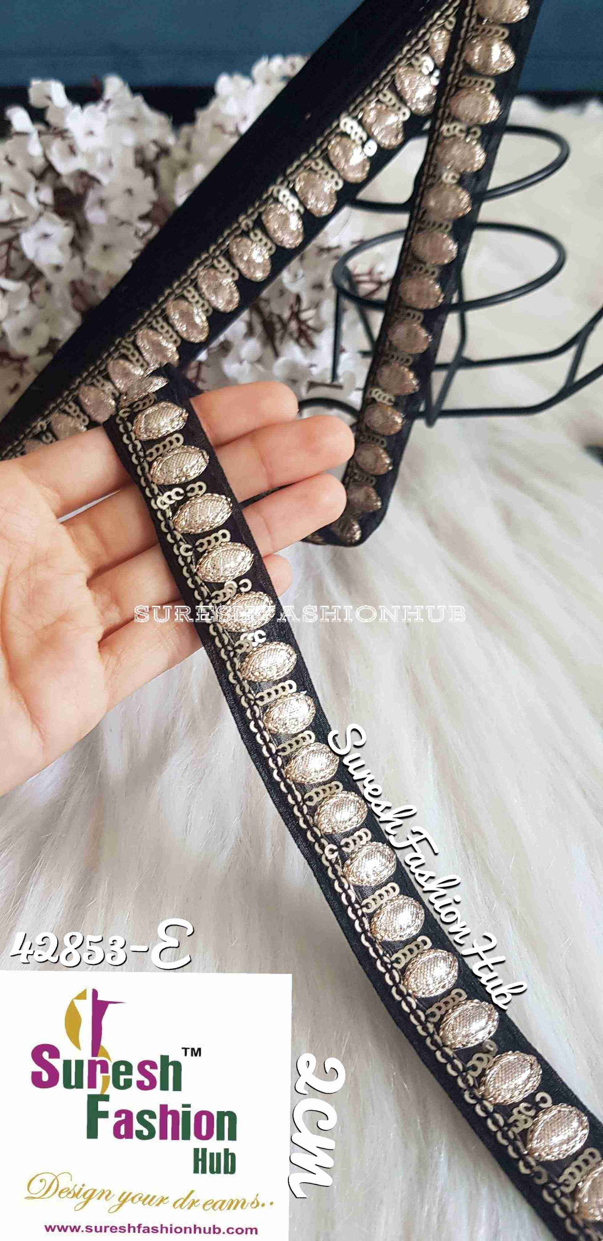 Solid Black Gota Pati Trim