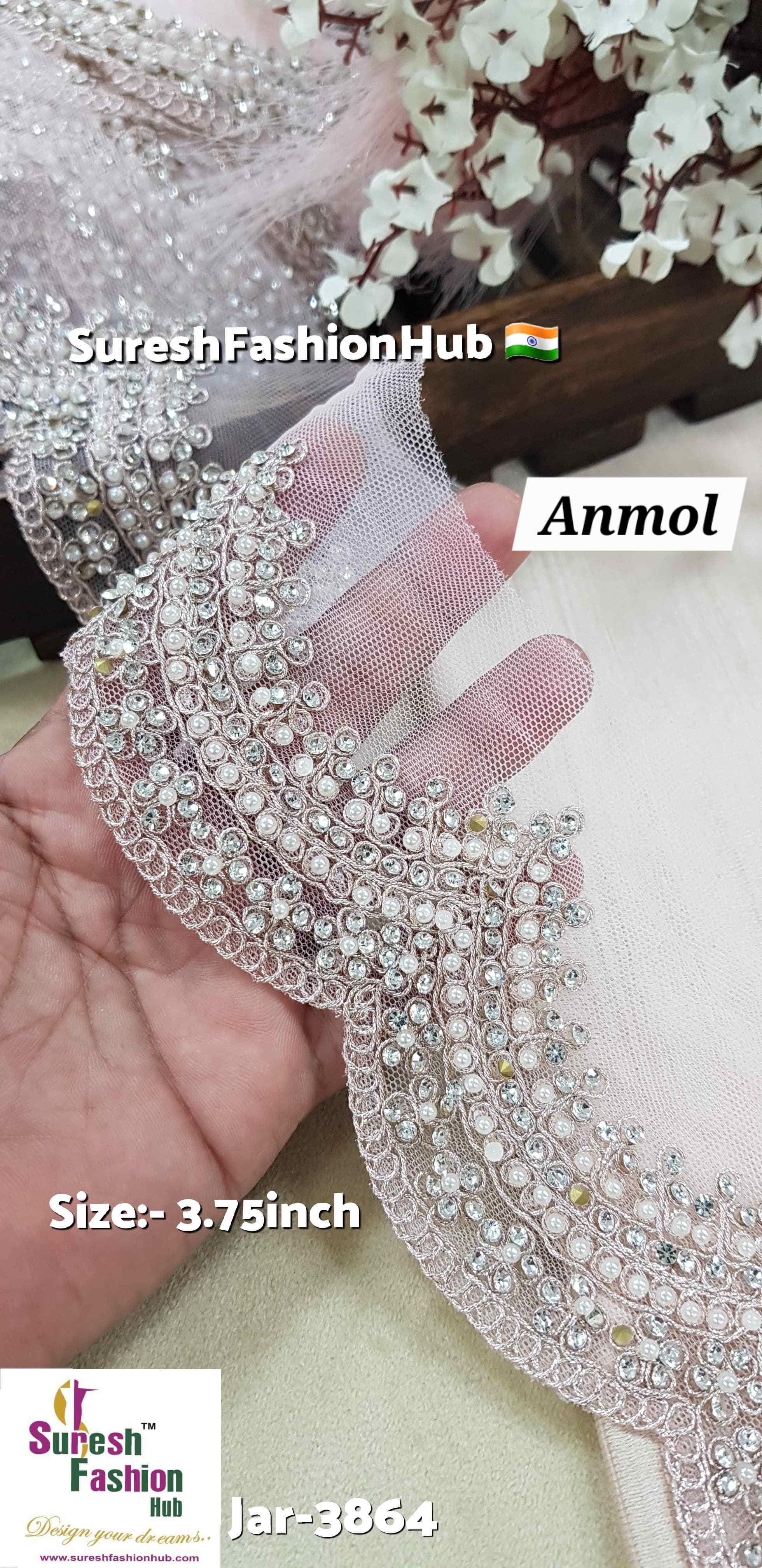 Anmol Scalloped Floral Net Lace