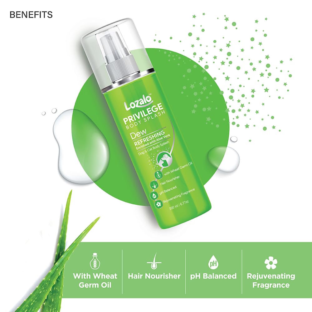 Lozalo Privilege Dew Body Splash Refreshing Grooming Spray for Dogs & Cats, 200 ml