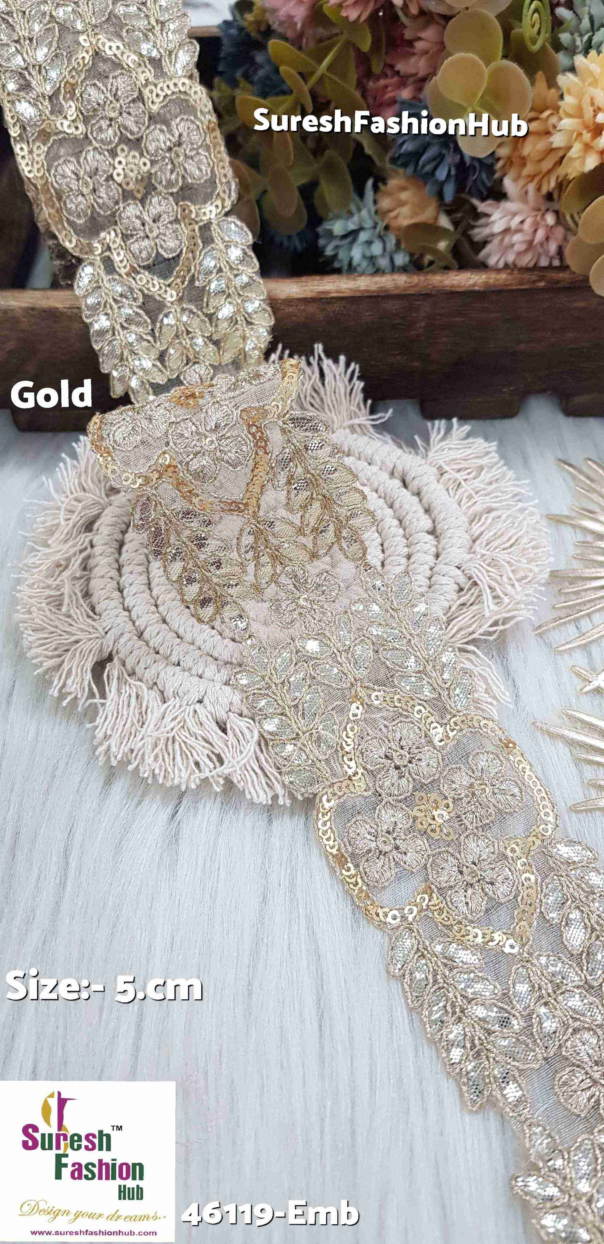 Pearl Color Laser Gota Work Organza Lace Roll