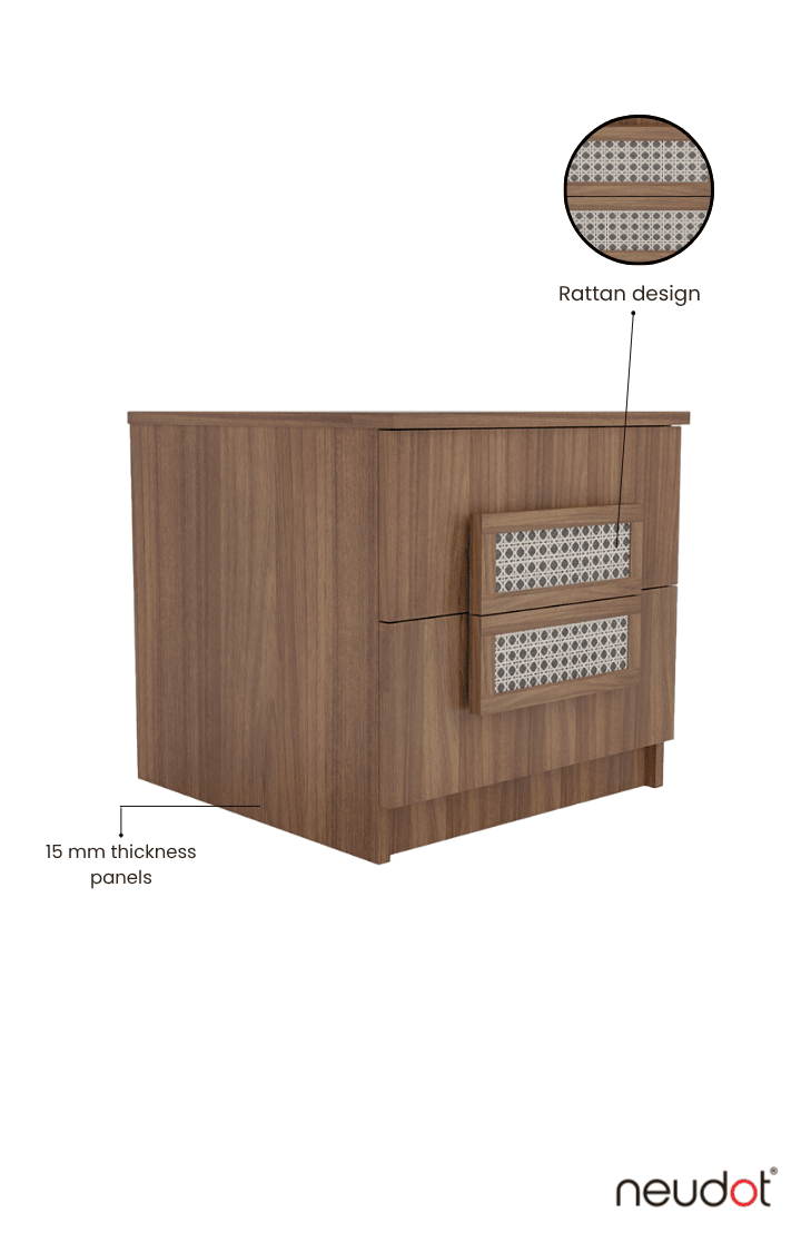 Sakura Rattan Bedside Table - Leon Teak Finish
