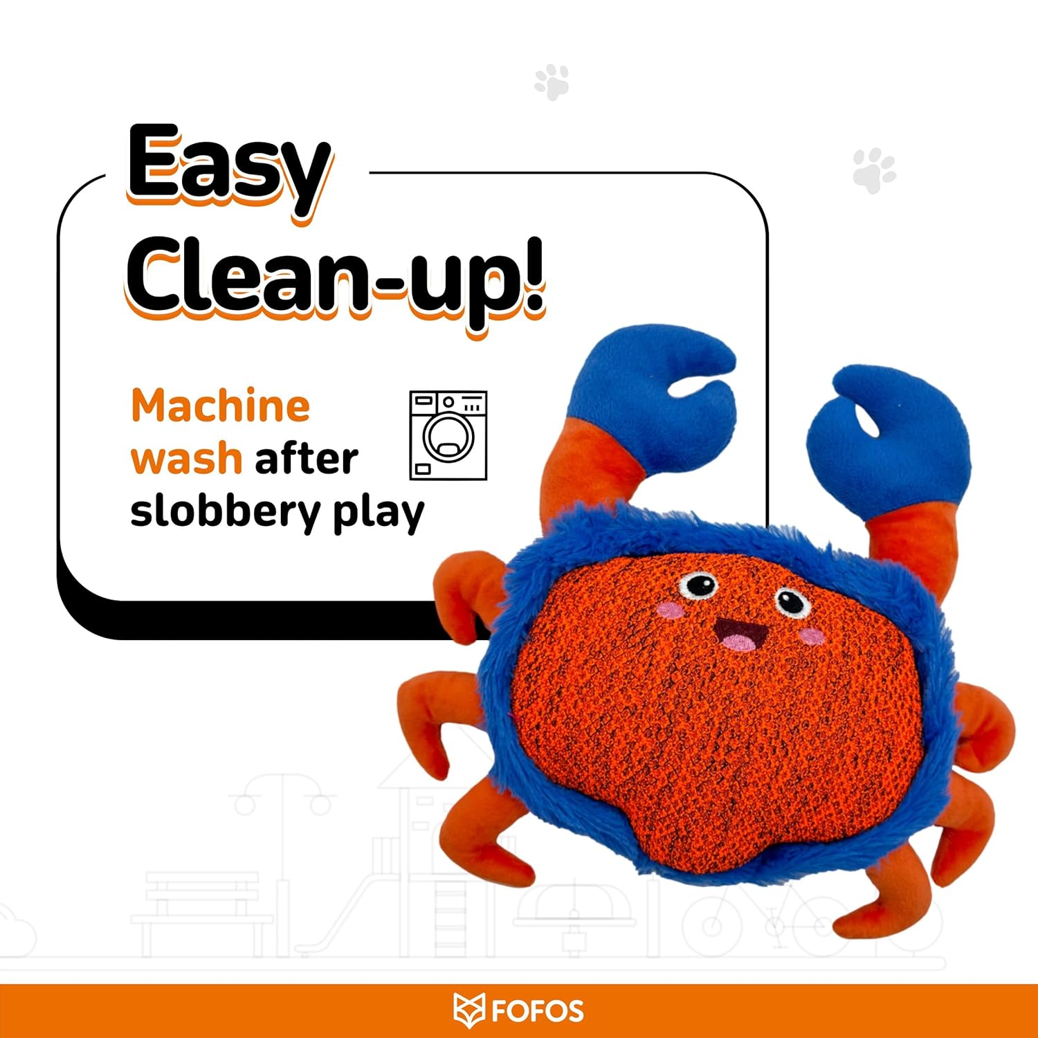 Fofos Summer Plush Crab - Soft Squeaky Dog Toy