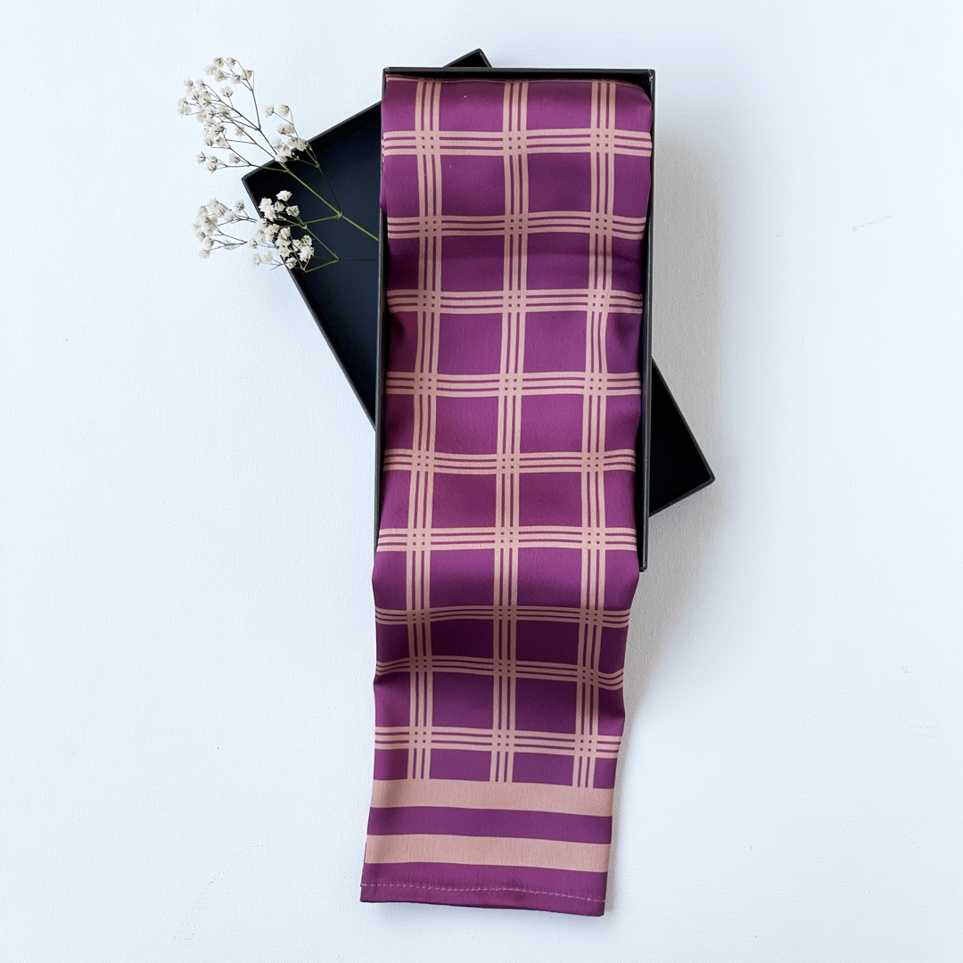 Purple checkered print bandanna