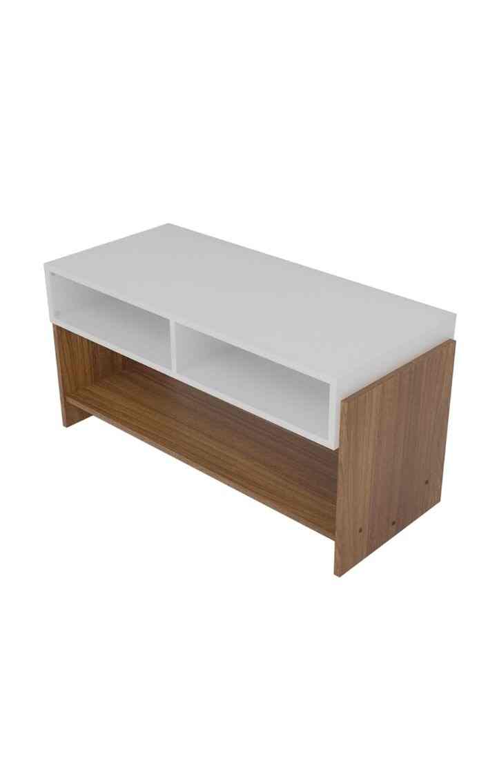 Wing Coffee Table with Open Rack | Center Table for Living Room - Leon Teak Finish