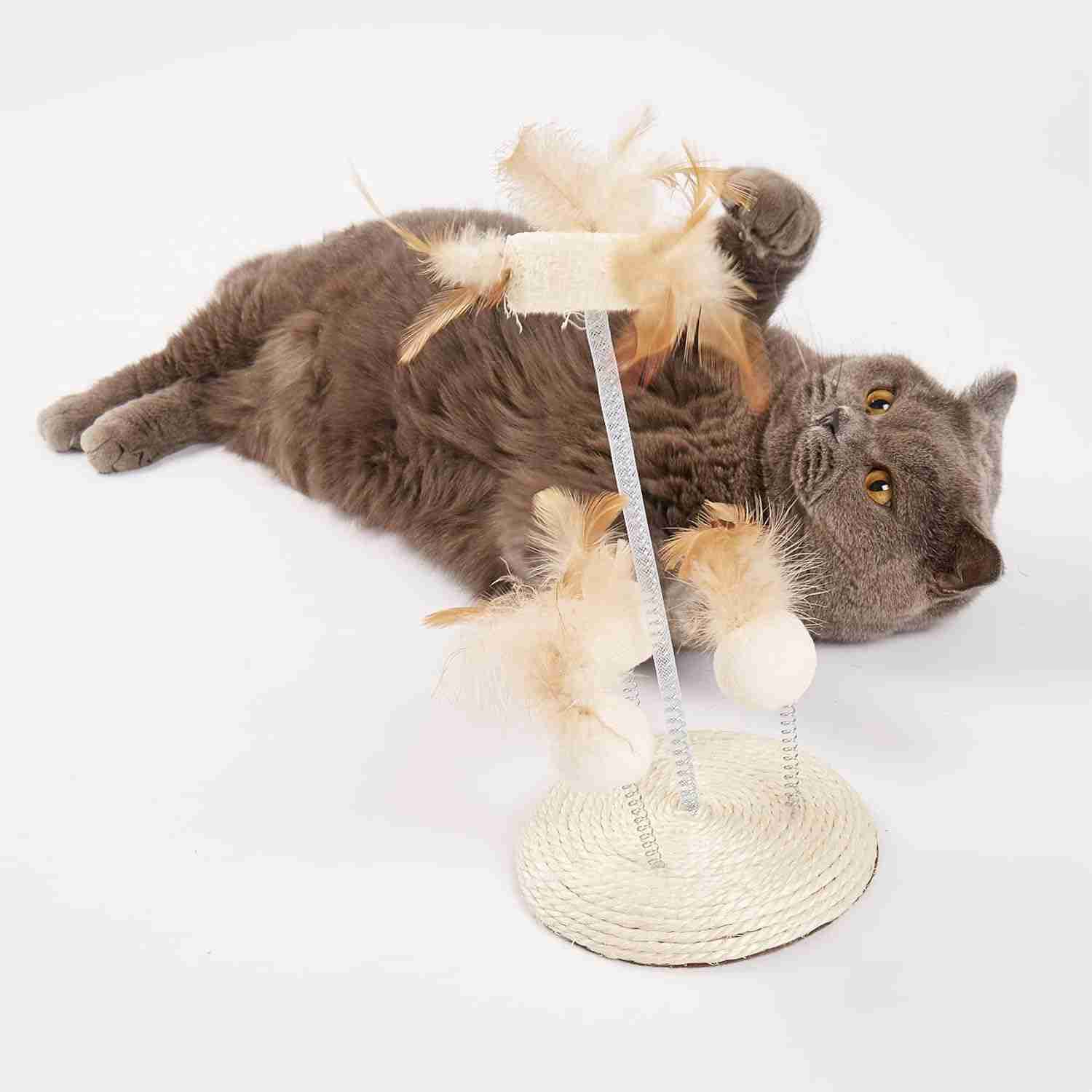 Barkbutler Fofos Interactive Natural Wobbler Teaser Toy for Cats
