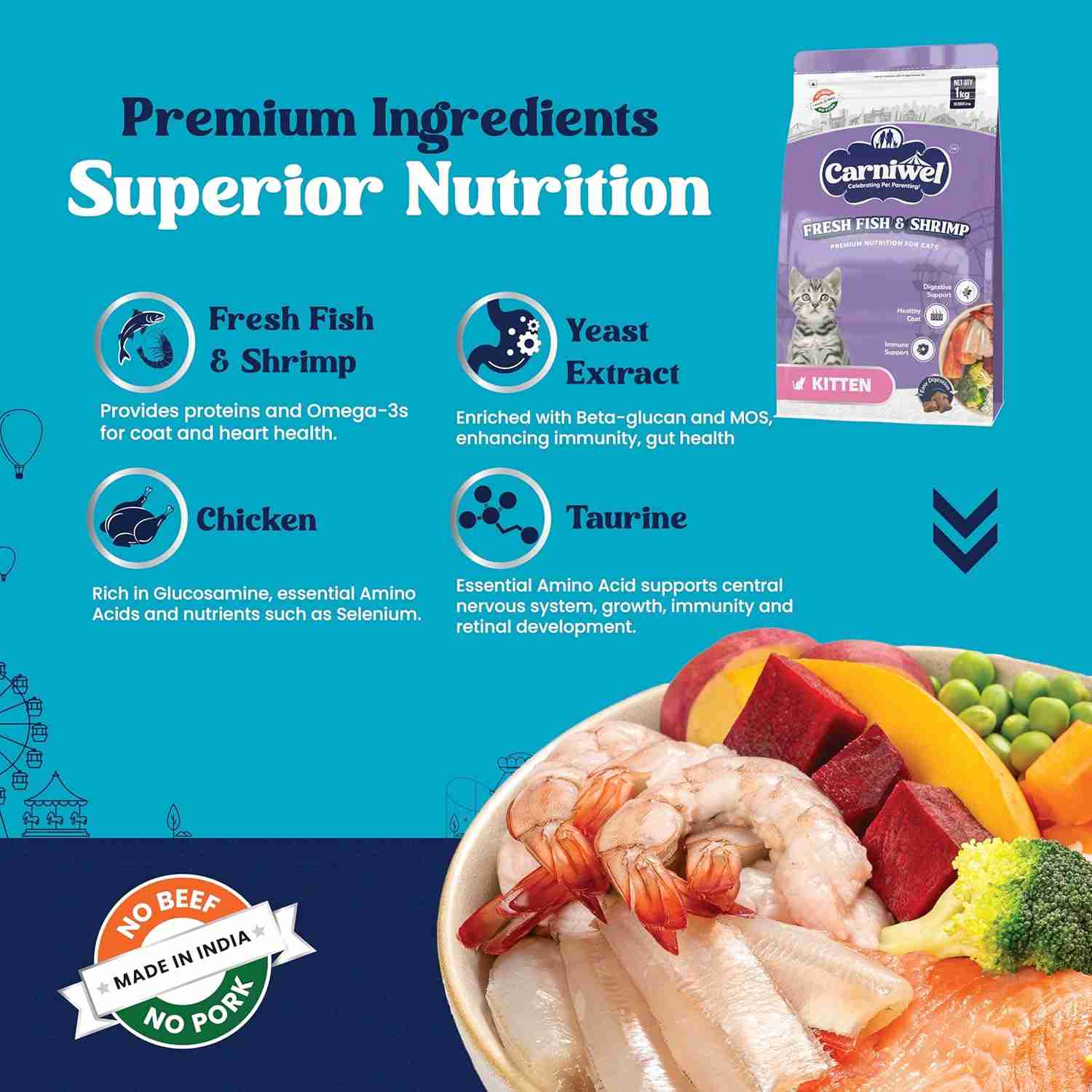 Carniwel Fresh Fish and Shrimp For Kitten Cat Dry Food