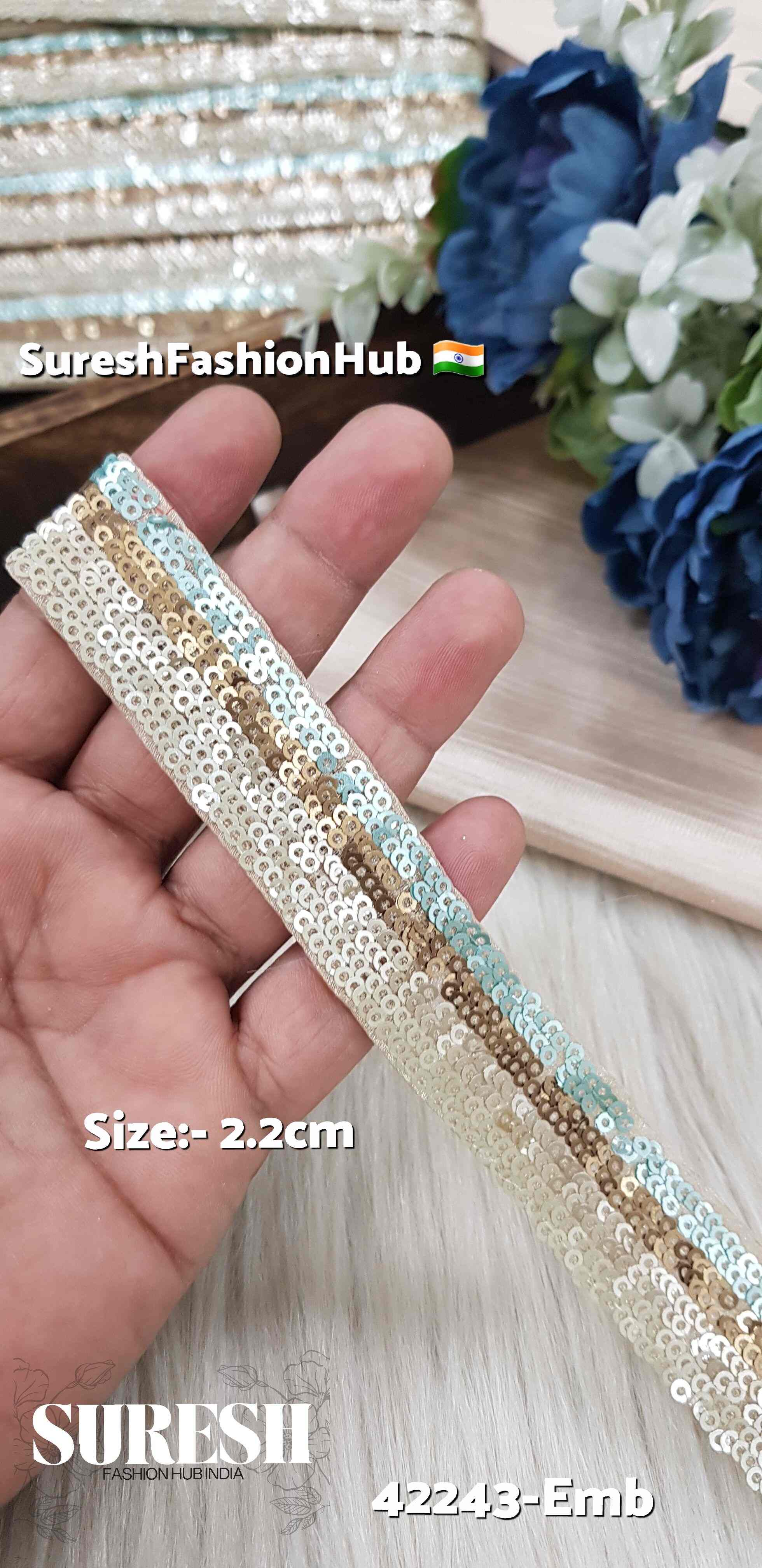 Turquoise Matt Organza Sequin Lace