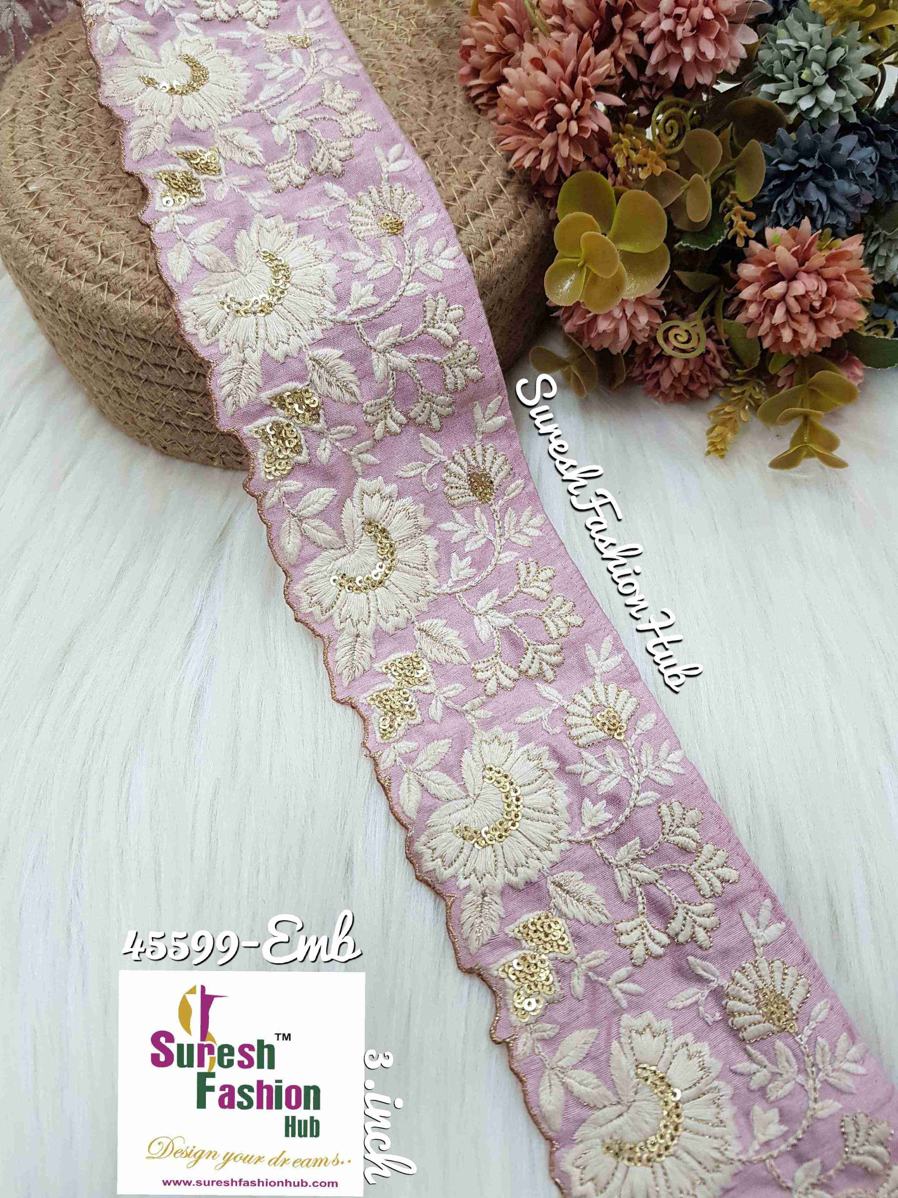 Lavender Bloom Embroidered Trim