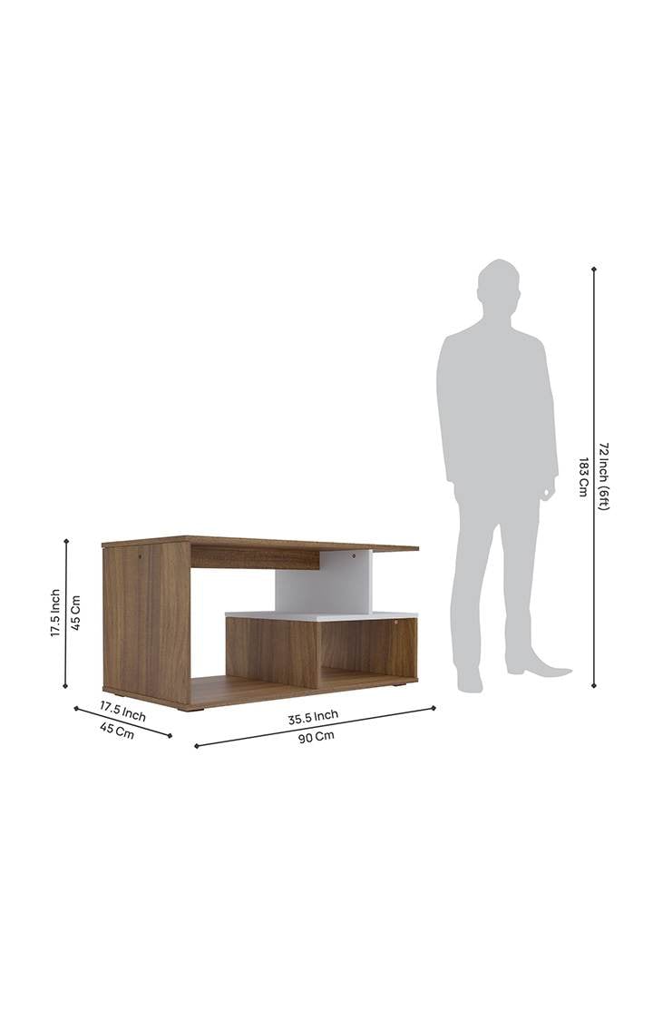 NEUDOT BATIAN Engineered Wood Coffee Table | Centre Table with Storage for Drawing Rooming, Living Room and Office (Finish Color - Teak)
