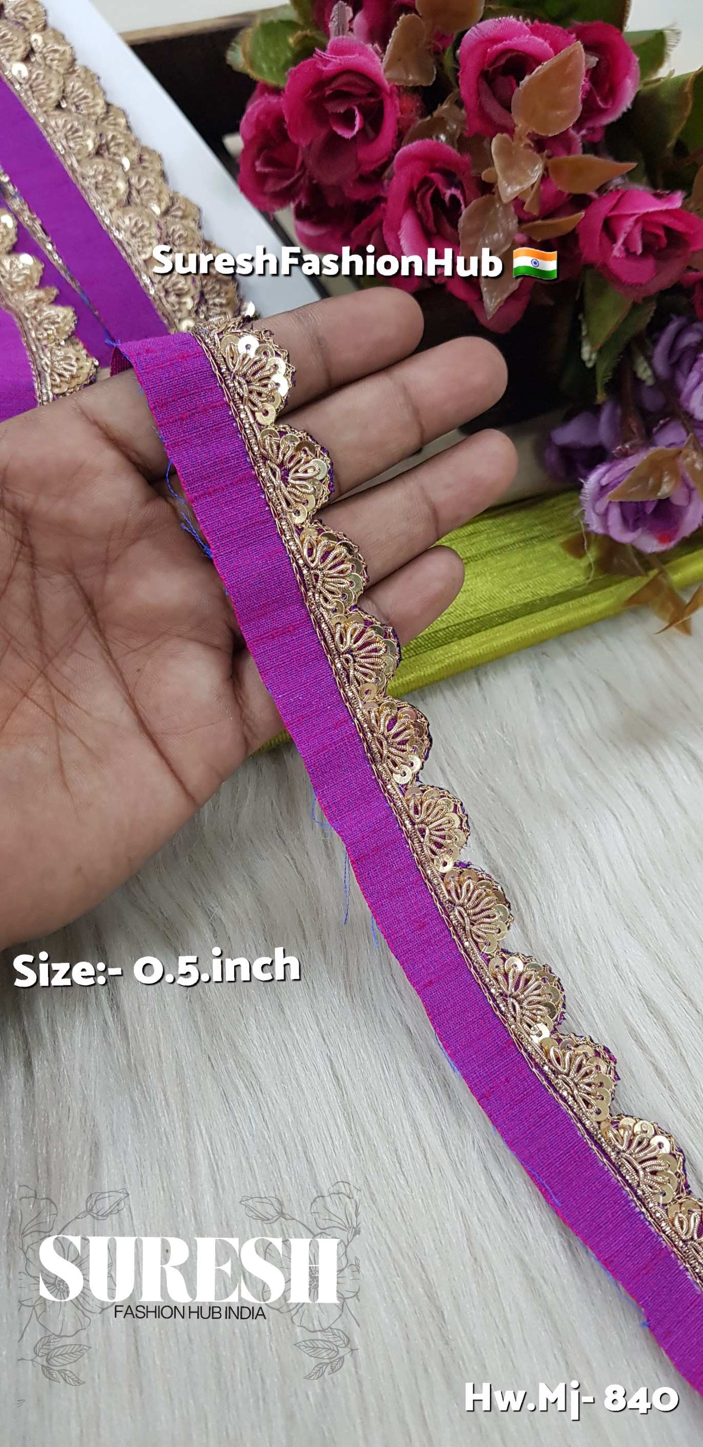 Magenta Zardosi Scalloped Border – Mj-840