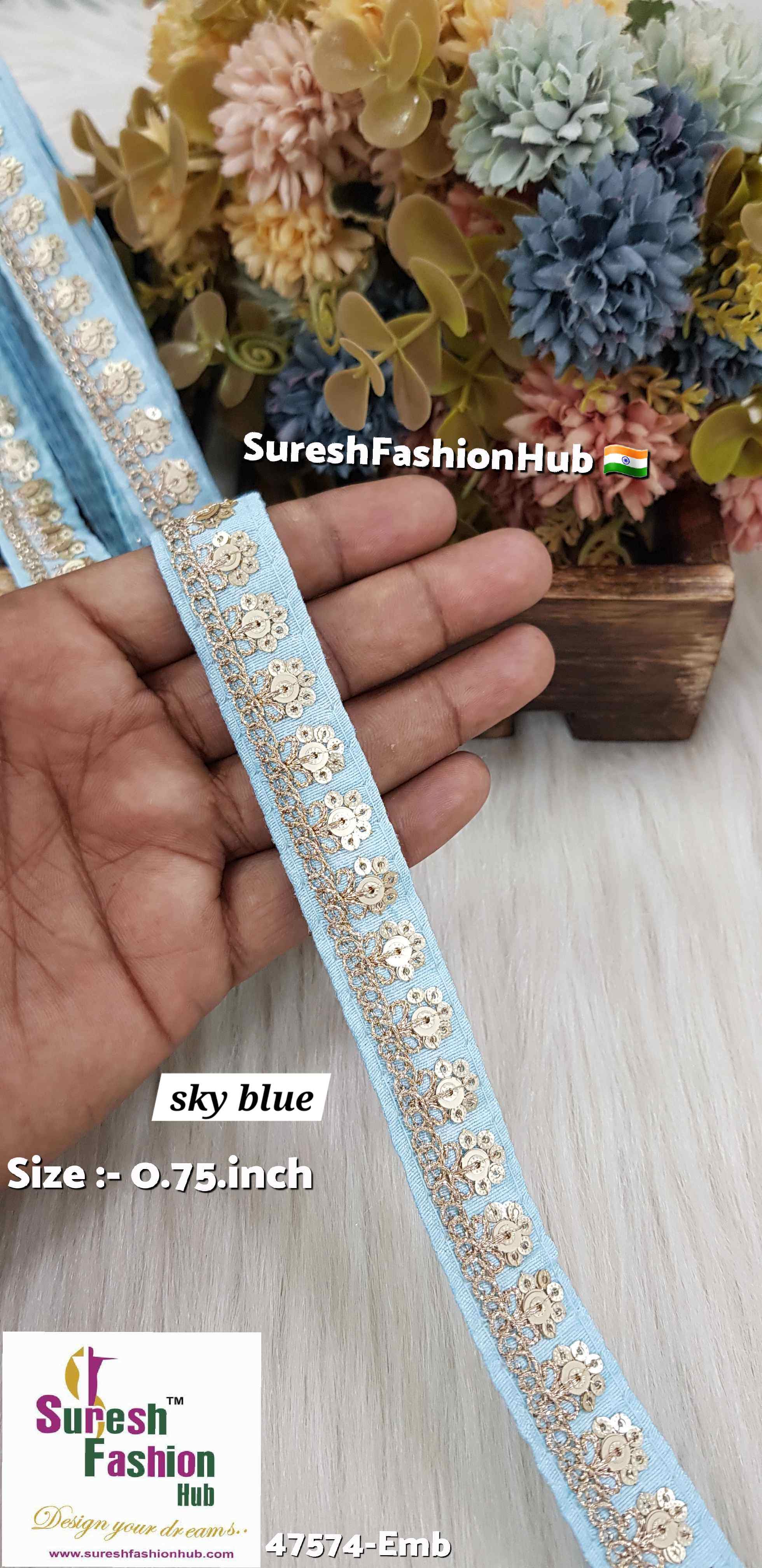 Embroidery Sky Blue Dream Surat Silk