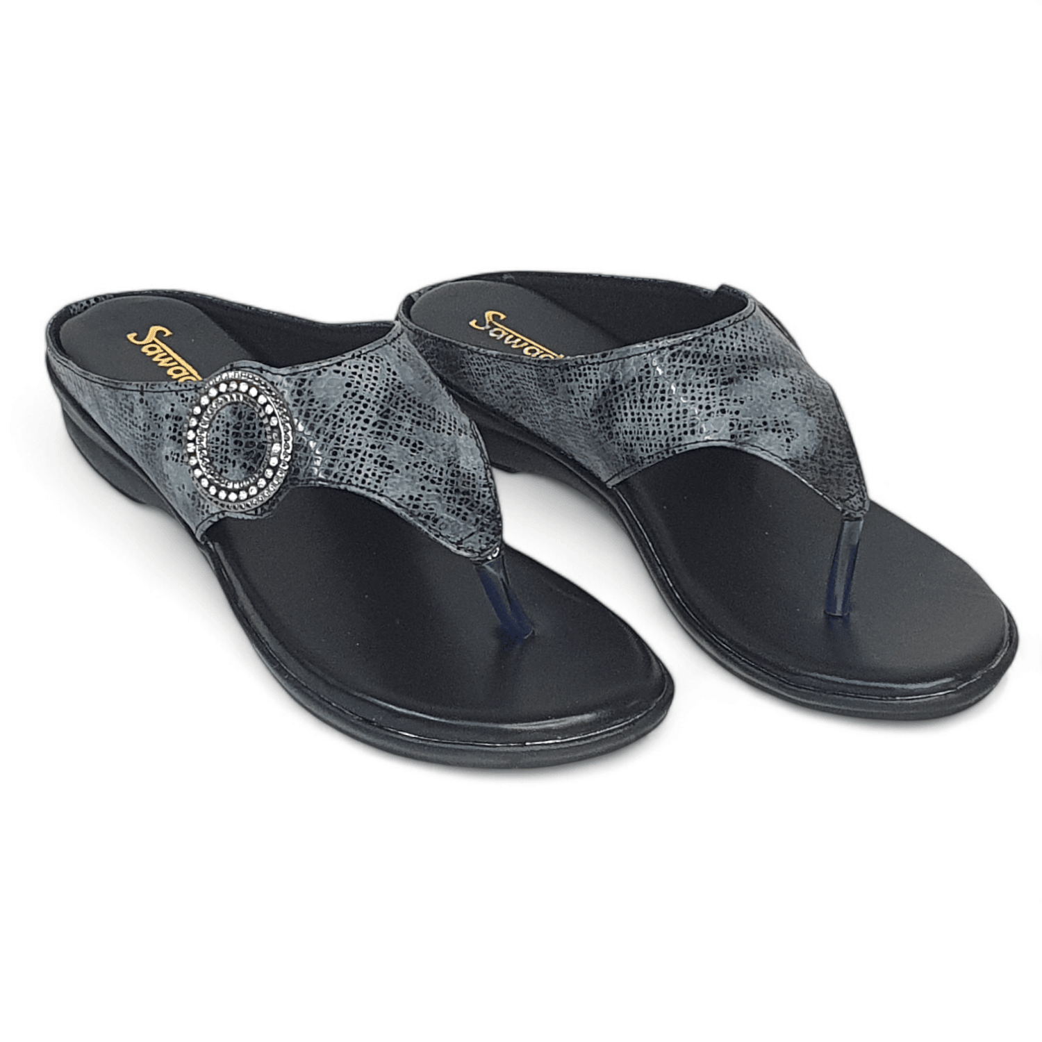 Sawadi Women's Grey Embellished Sandal - Stylish Comfort with Subtle Sparkle | Sawadi Mart