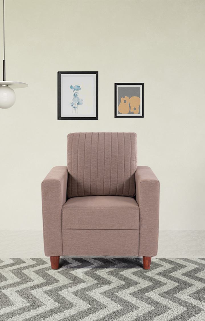 neudot Roman Sofa for Living Room |1 Person Sofa|Premium Fabric with Cushioned Armrest | Solid Wood Frame|1 Seater in Desert Brown Color