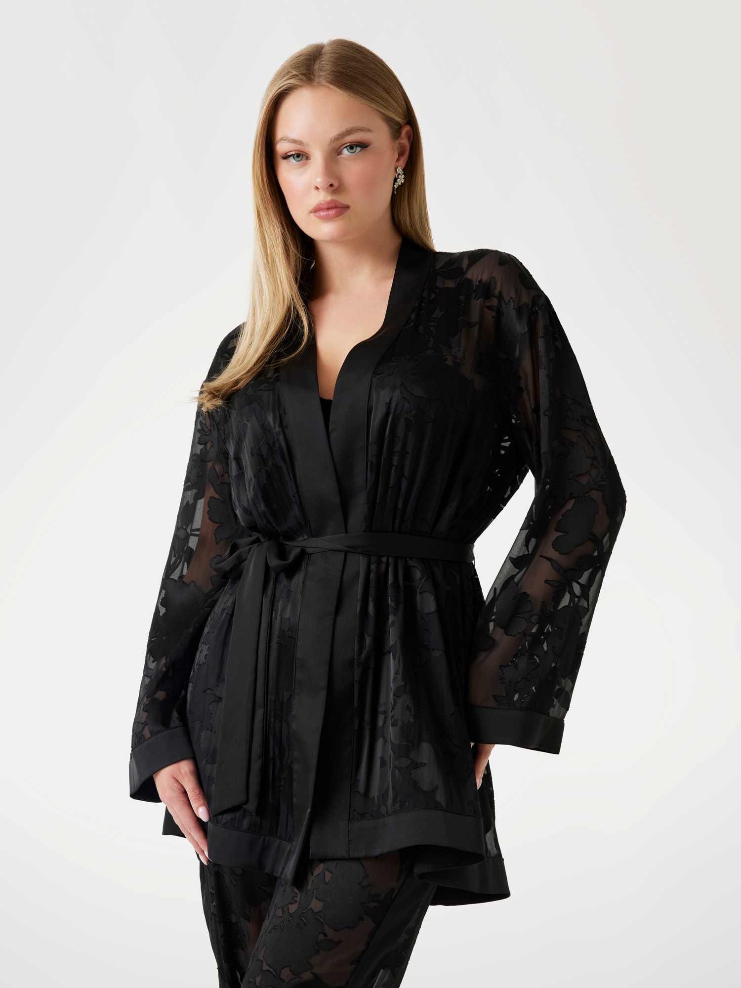 Guess Black Polyamide Solid Women Kimona/ Shurg