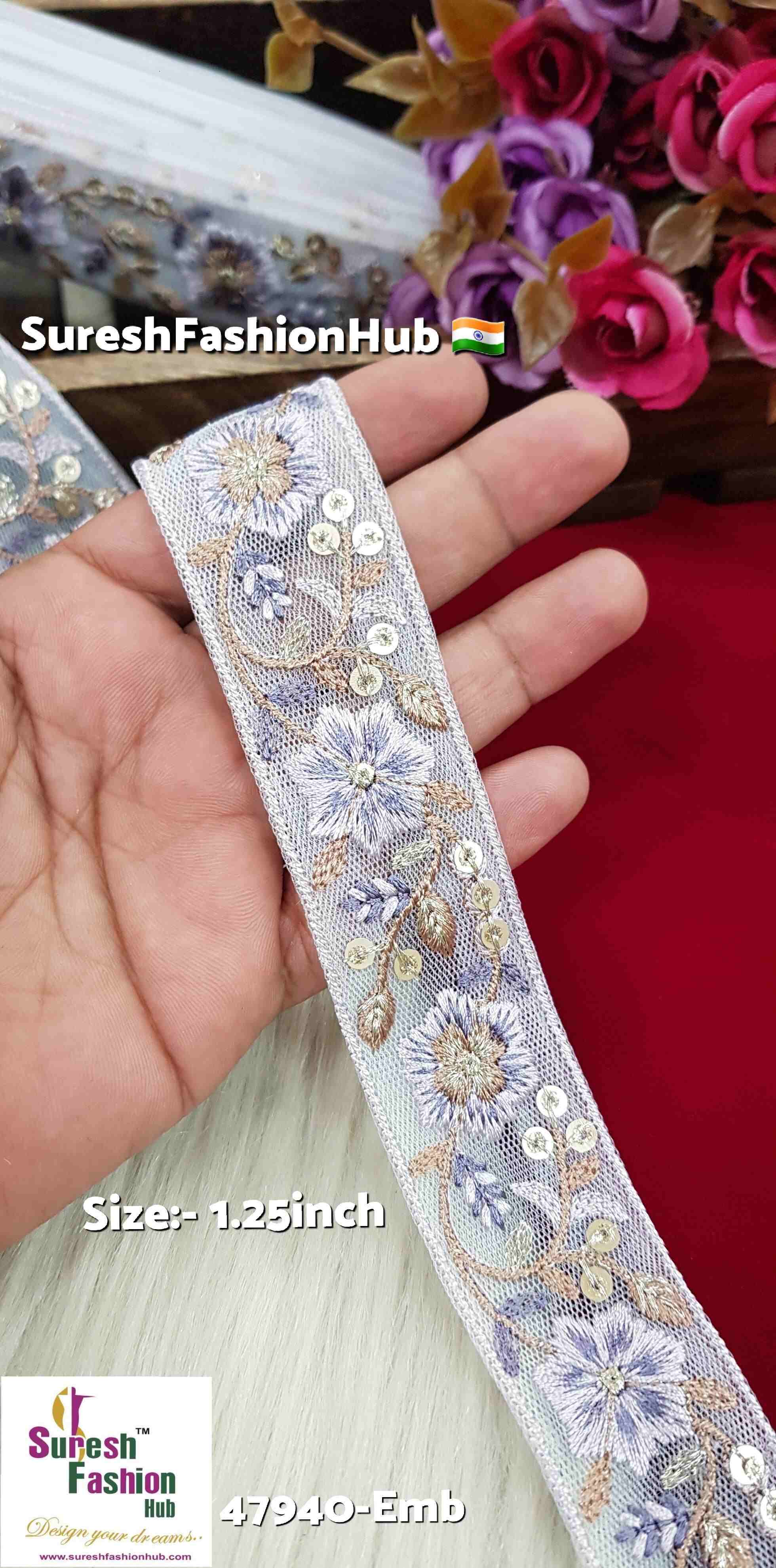 Light Purple Charm Floral Embroidery Lace