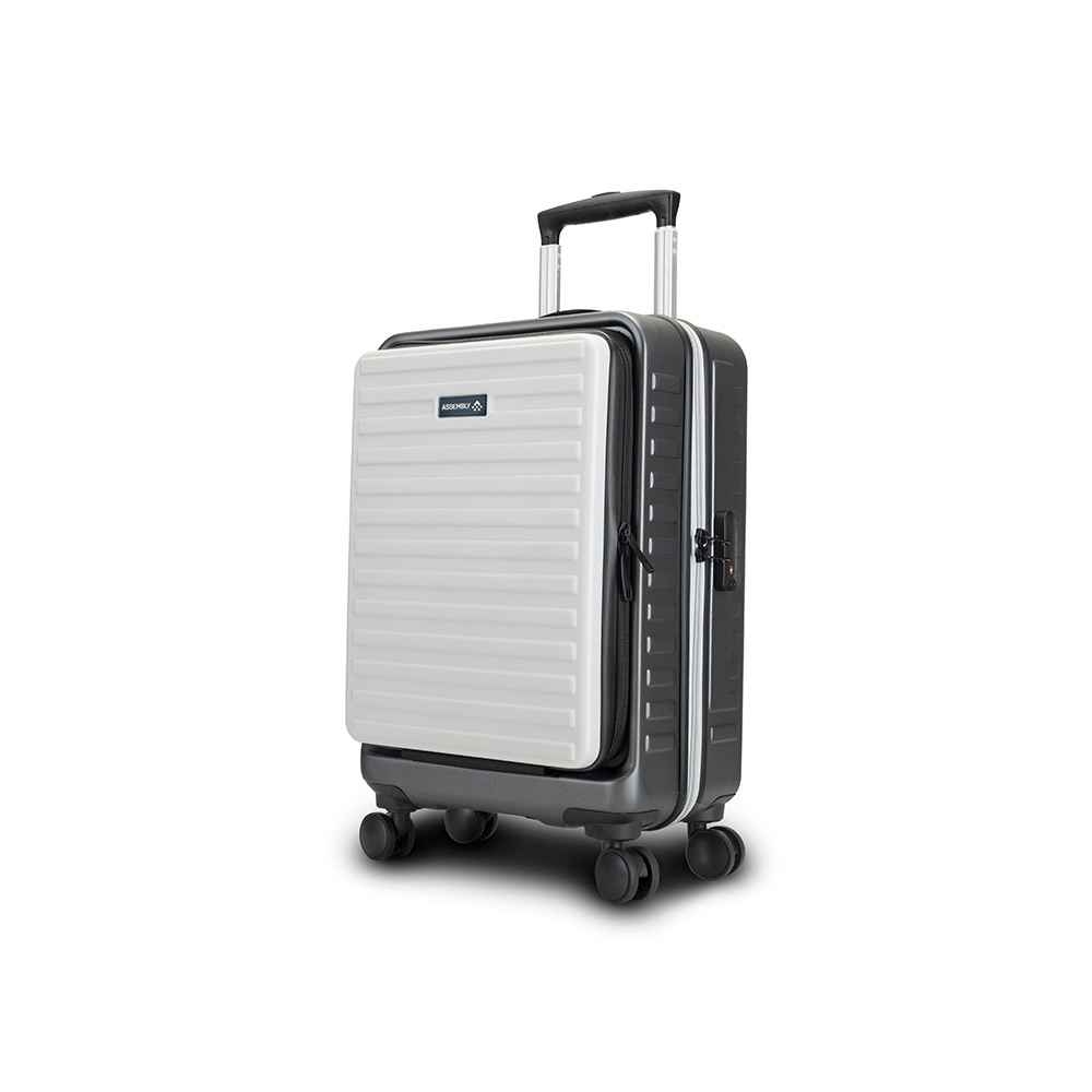 Assembly Grey and White Hardside Cabin Luggage Trolley Bag
