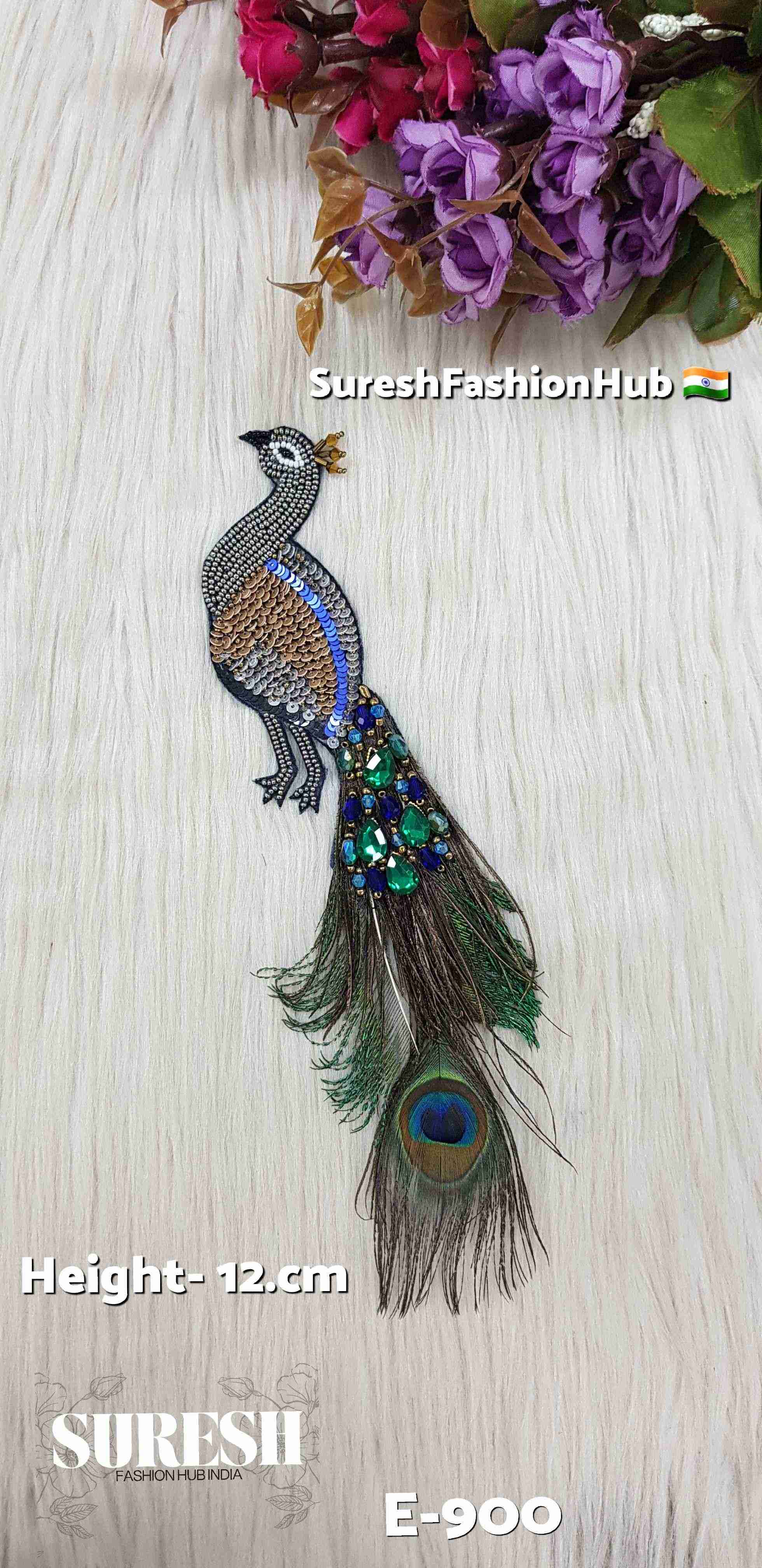 Grey Peacock Patch – Left Facing | E-900