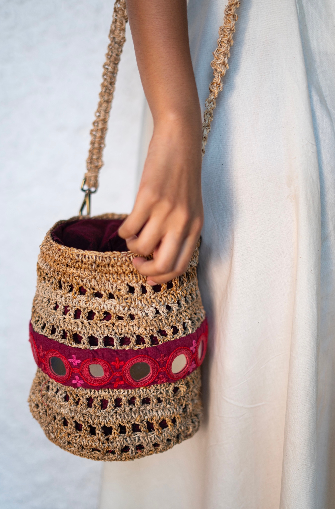 Round Embroidered Bag