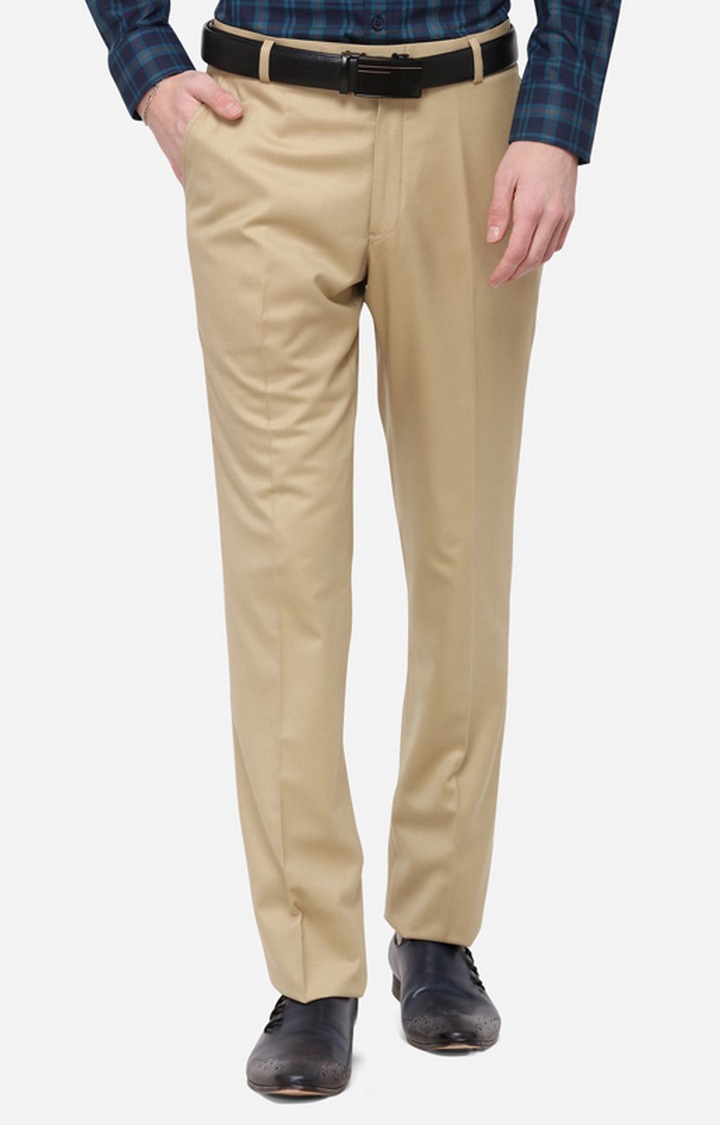 JadeBlue | TJBC112/2,TAOS TAUPE PLAIN Men's Beige Others Solid Formal Trousers 0