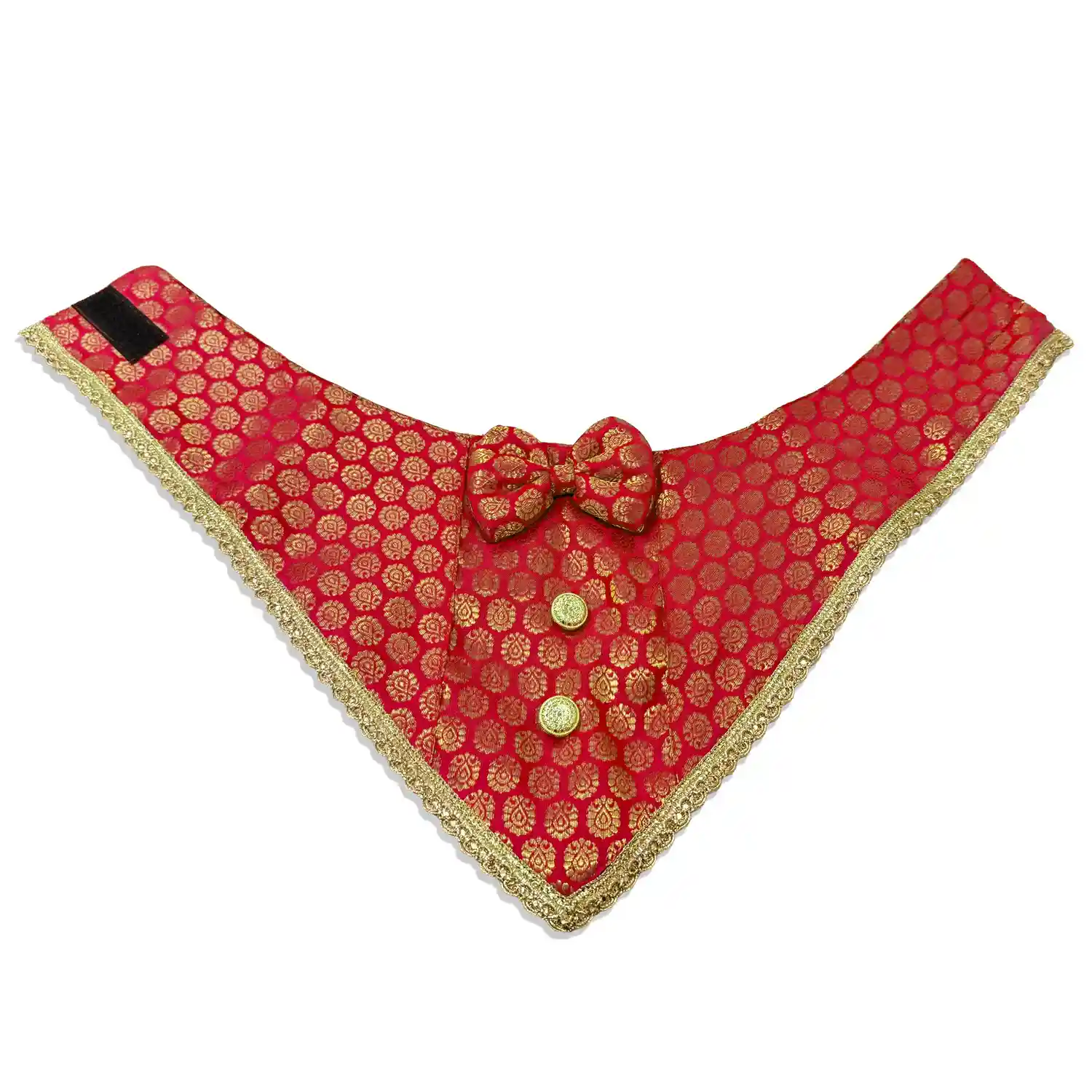 PawsIndia Traditional Royal Brocade Tuxedo For Pets, Red | Ethnic Festive Wear
