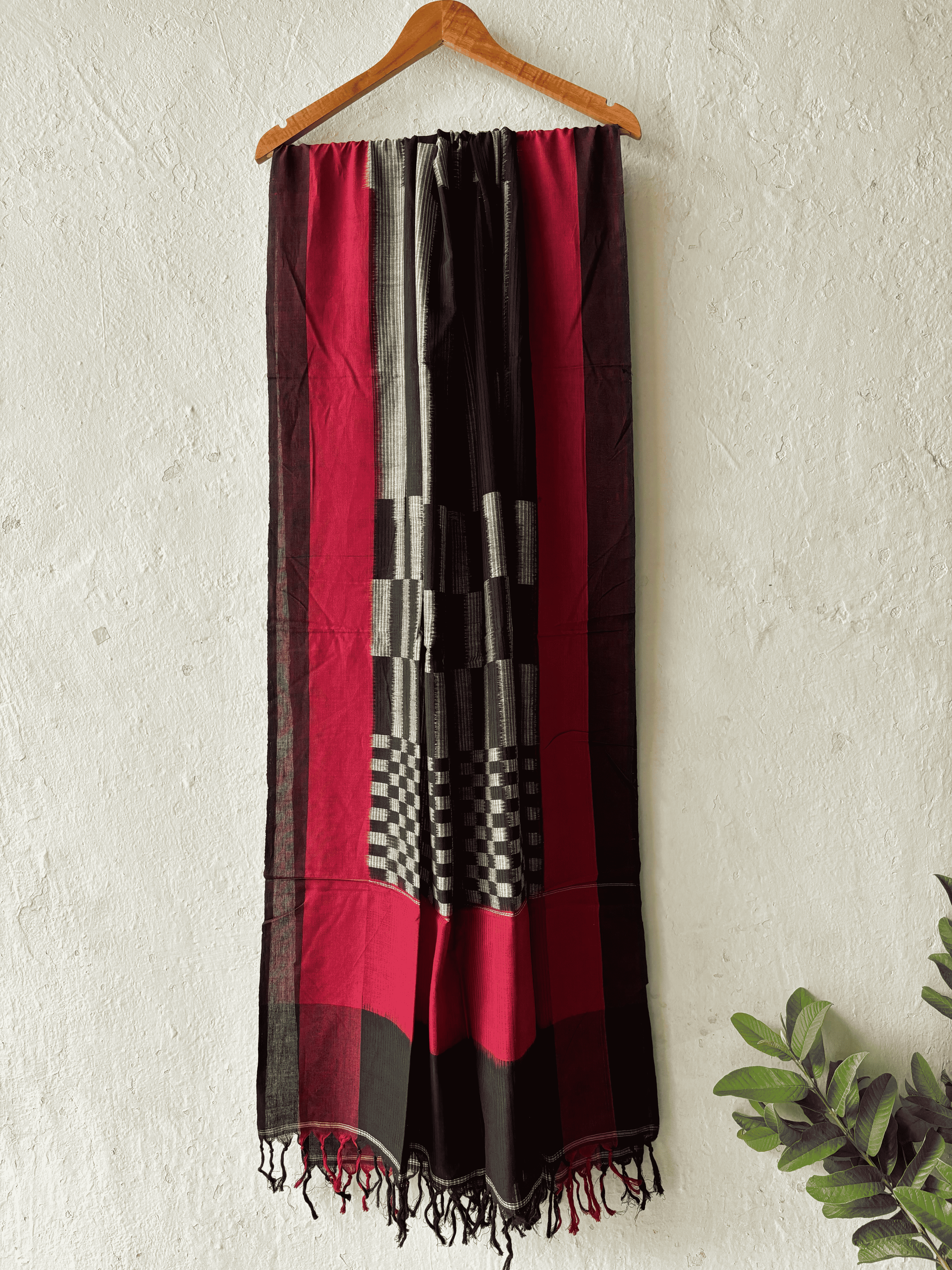 Cotton Missing Weave Stripe Ikat Duppata