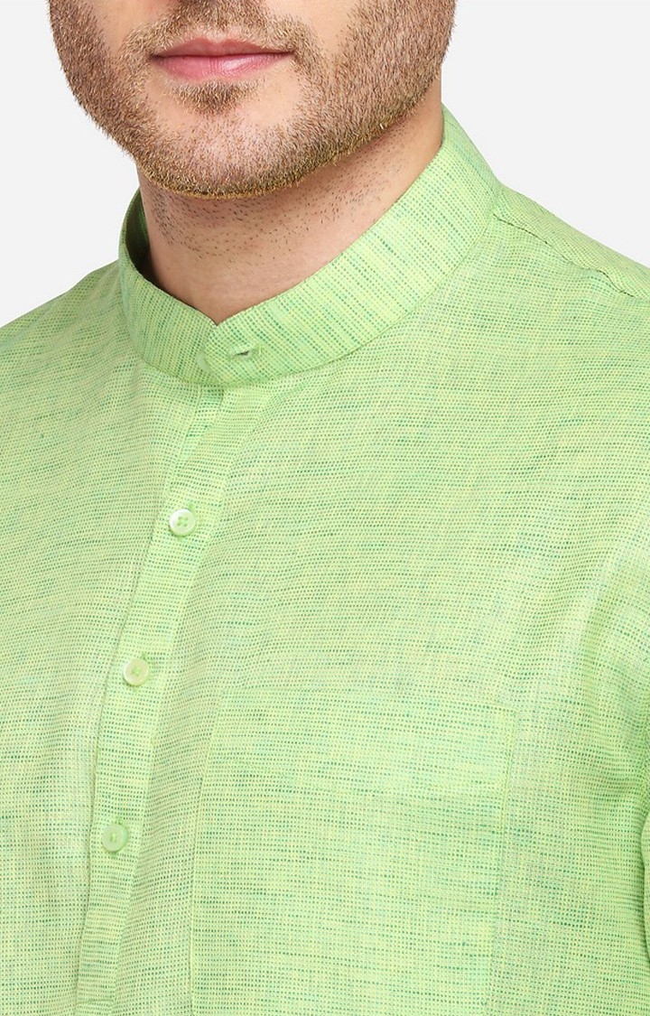 JadeBlue | Men's Green Cotton Blend Textured Kurtas 3