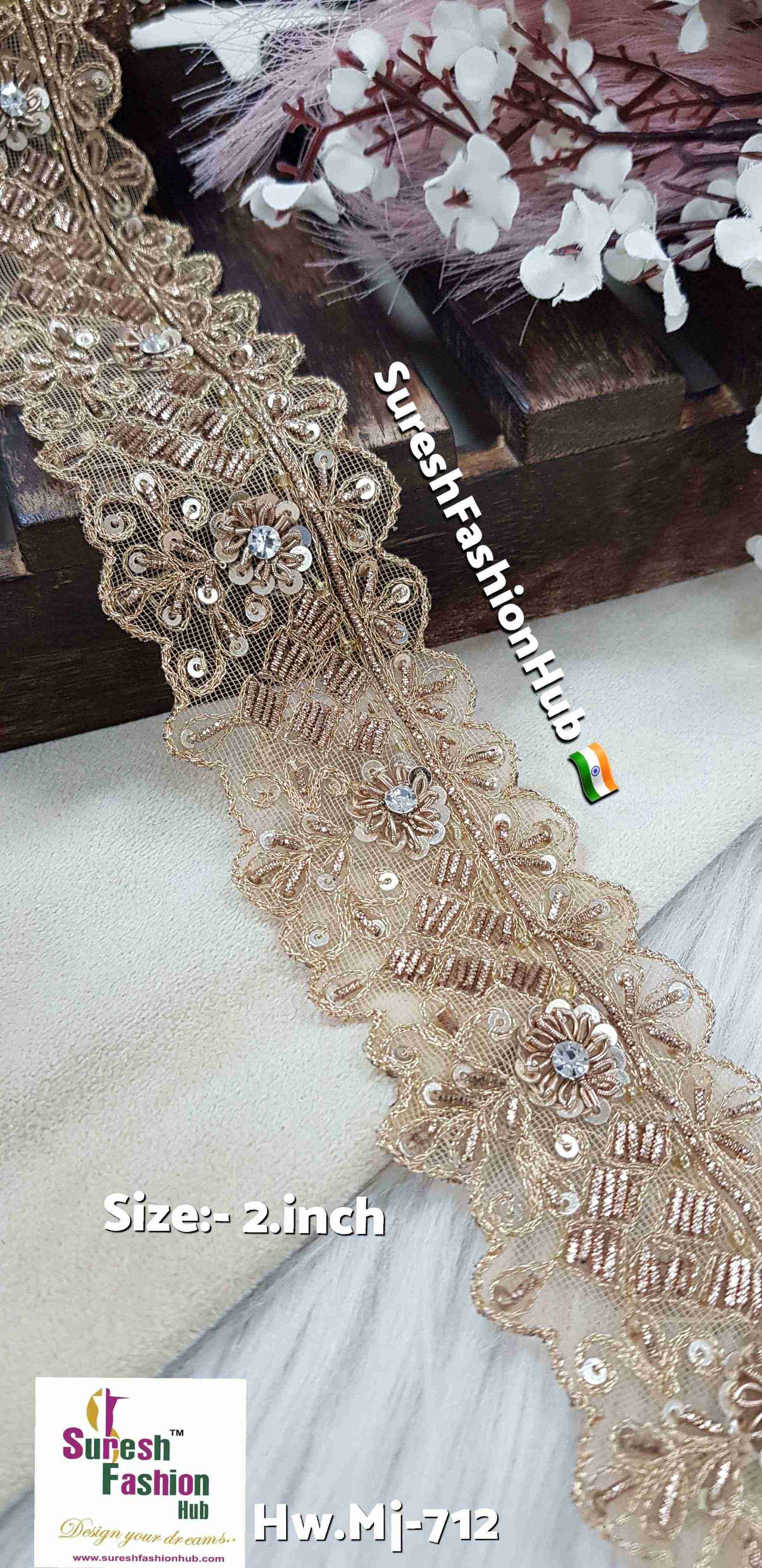 Golden Scallop Matt Zardosi Lace