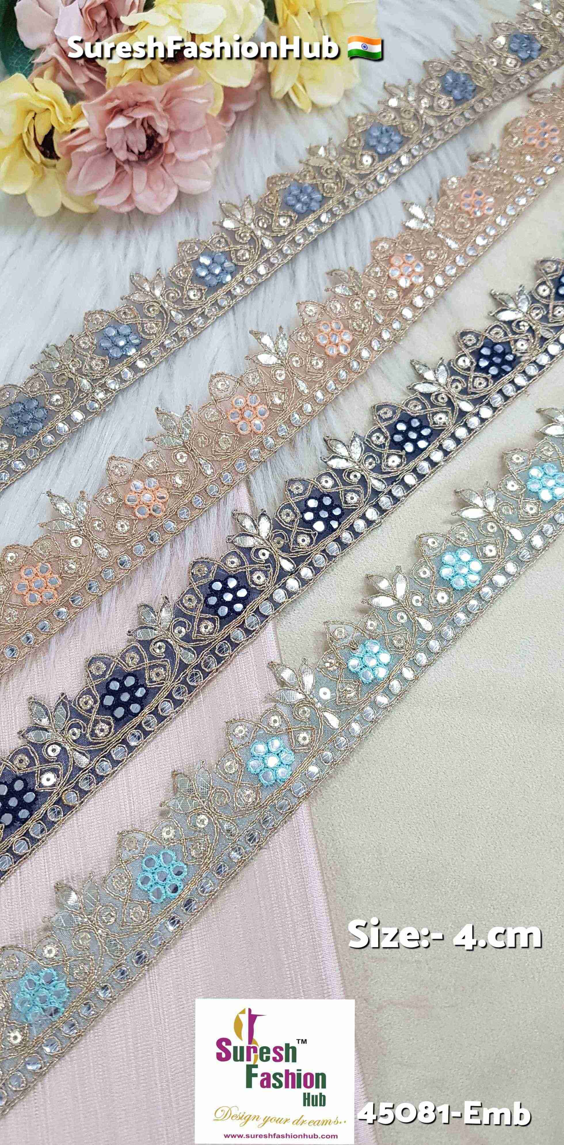 Peach Mirror Petal Cutwork Gota Lace