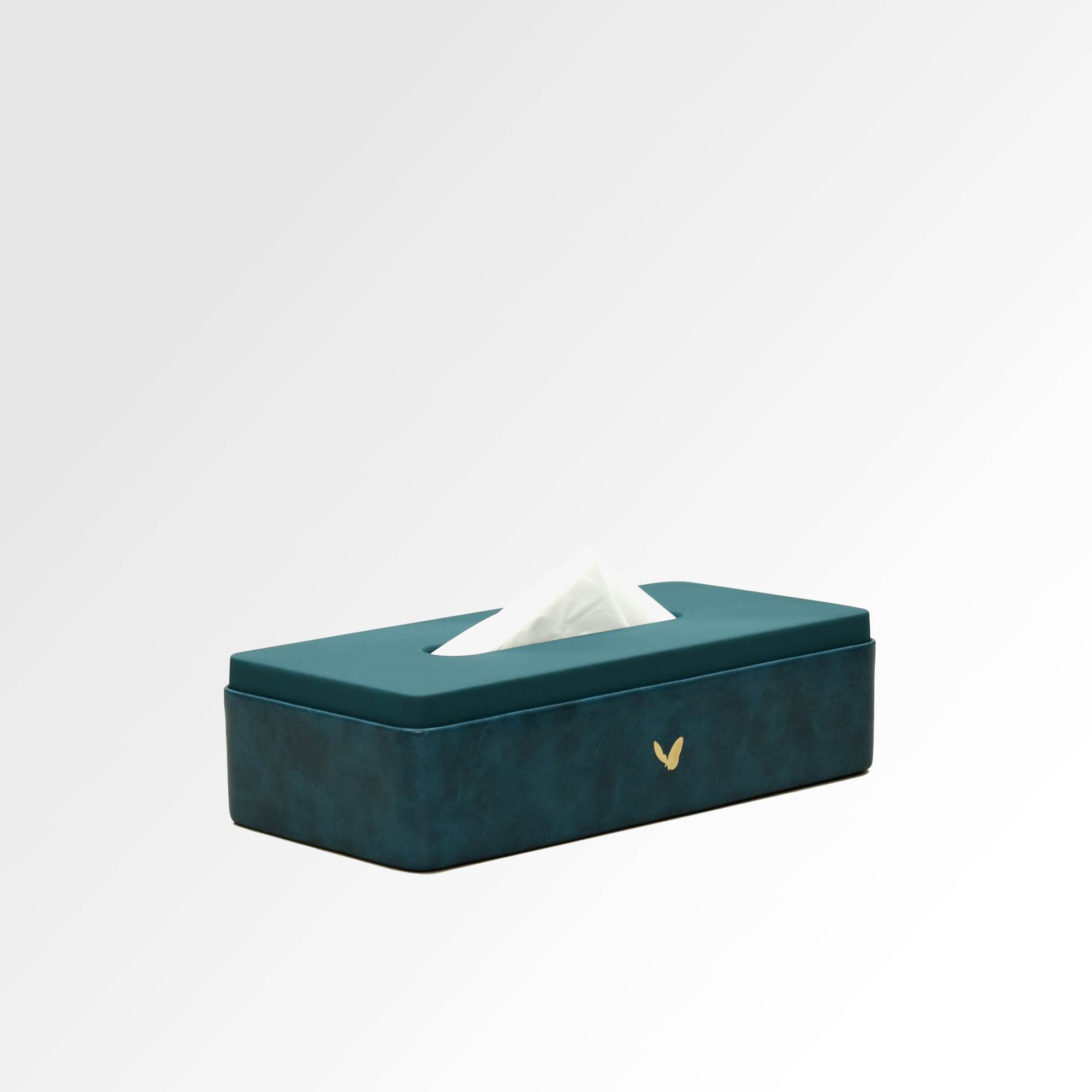 Tissue Box Holder for Home and Office in Premium Faux Leather | Size: 9.5 x 4.5 x 2.5(H) Inches | Moderno | Blue