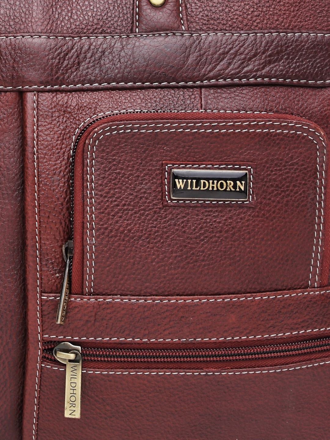 WildHorn | WildHorn Maroon Leather Laptop Messenger Bag for Men| Padded Laptop Compartment |Office Bag  4