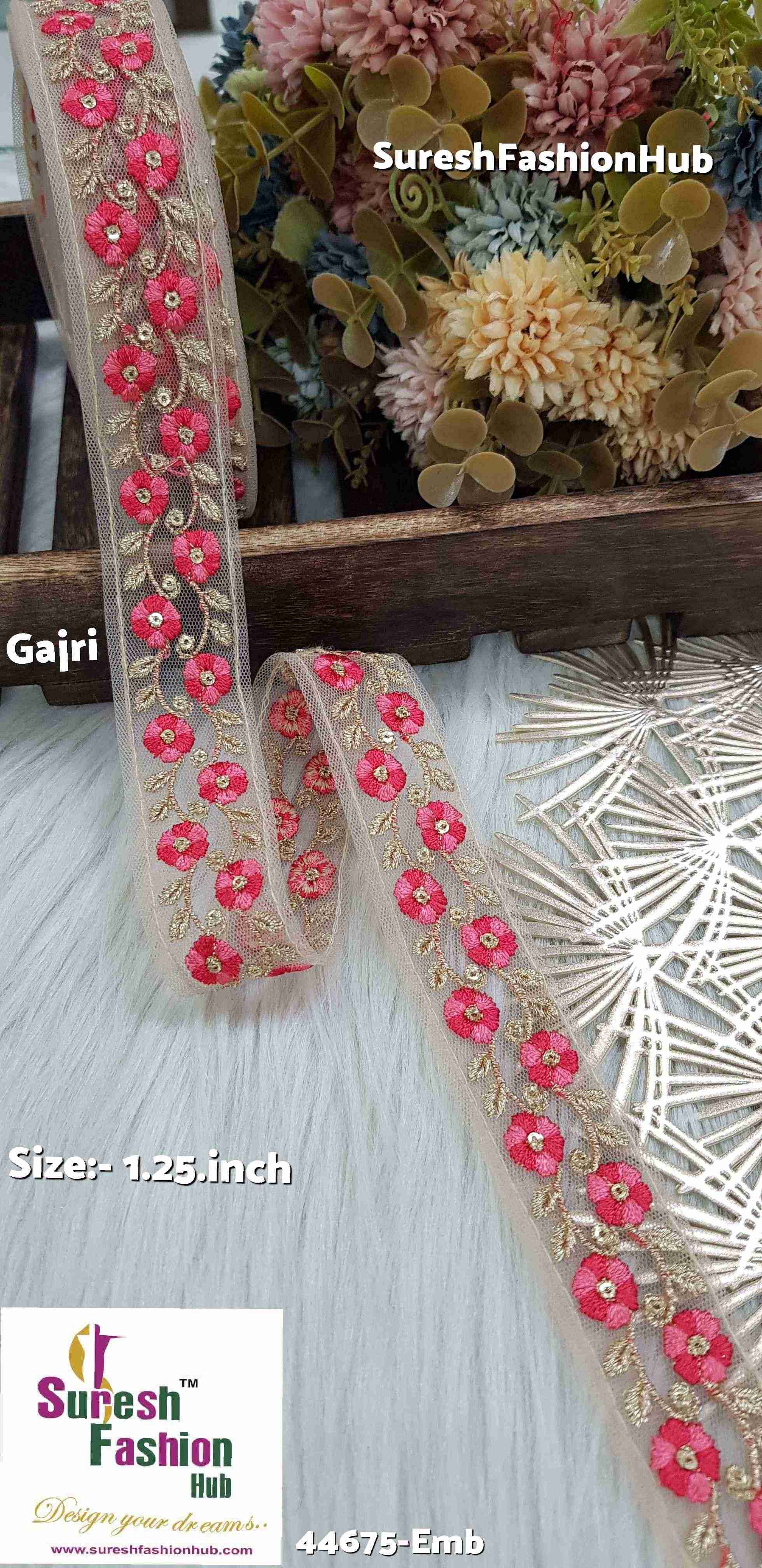 Dual Tone Gajri Embroidered Net Lace