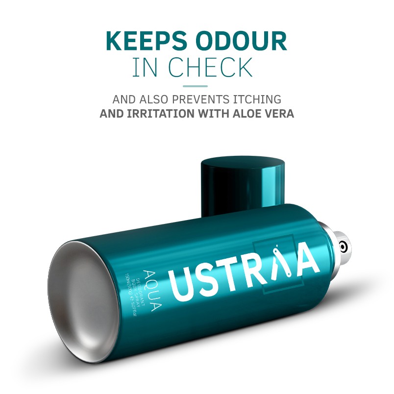 Ustraa Deodorant For Men, Aqua, 150ml