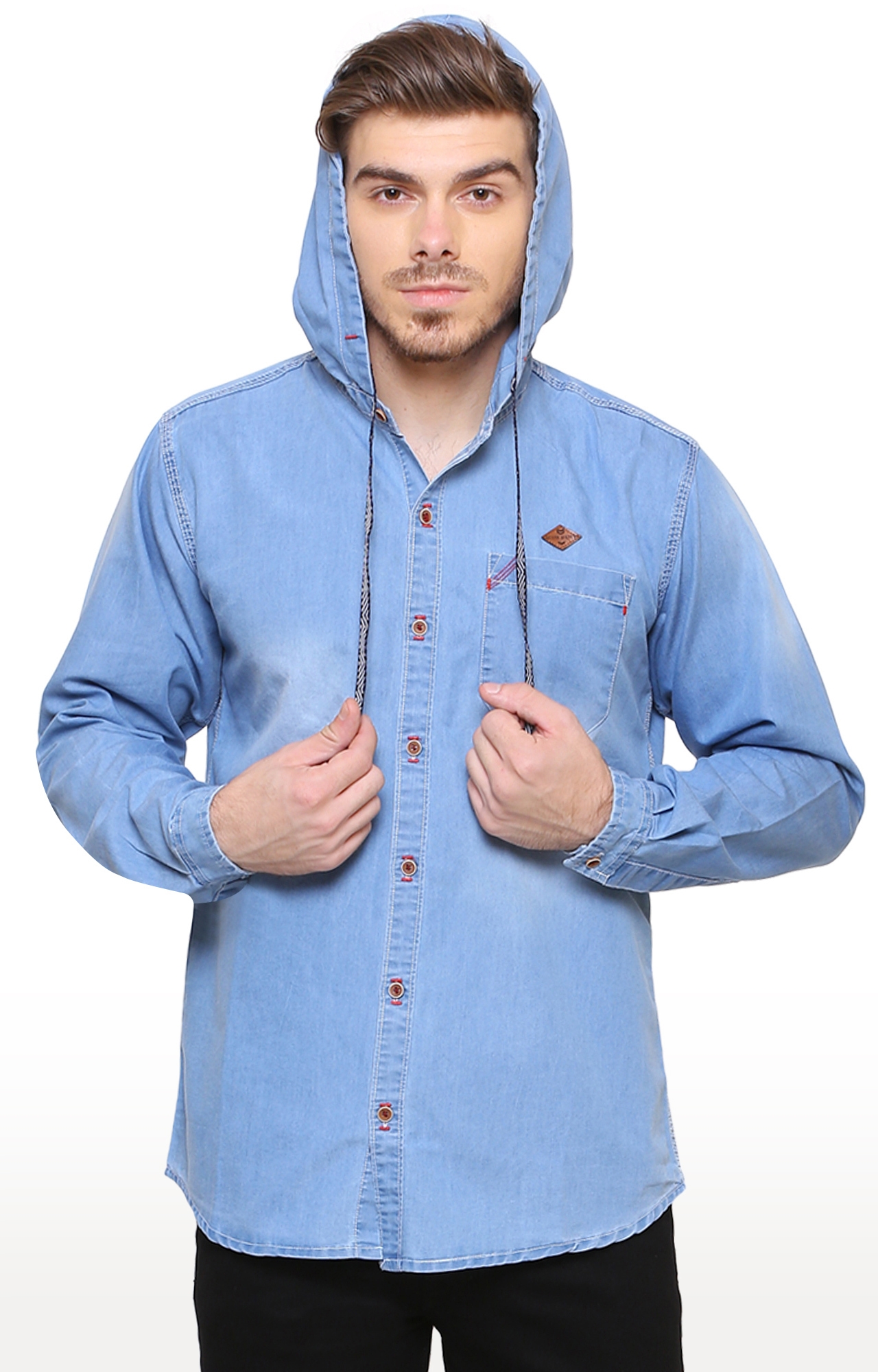 Miu Miu Denim Padded Hooded Jacket in Blue for Men | Lyst