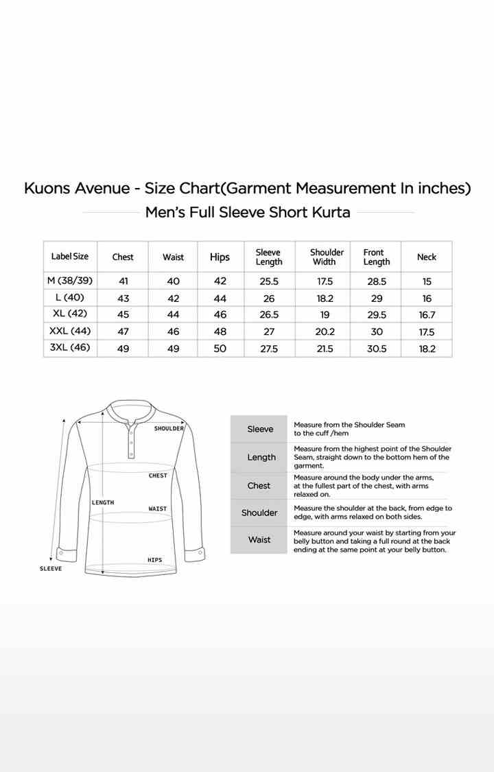 Kuons Avenue Men's Medium Blue Denim Kurta