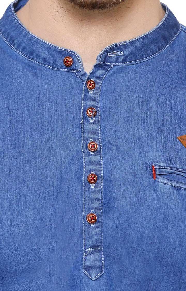 Kuons Avenue Men's Medium Blue Denim Kurta