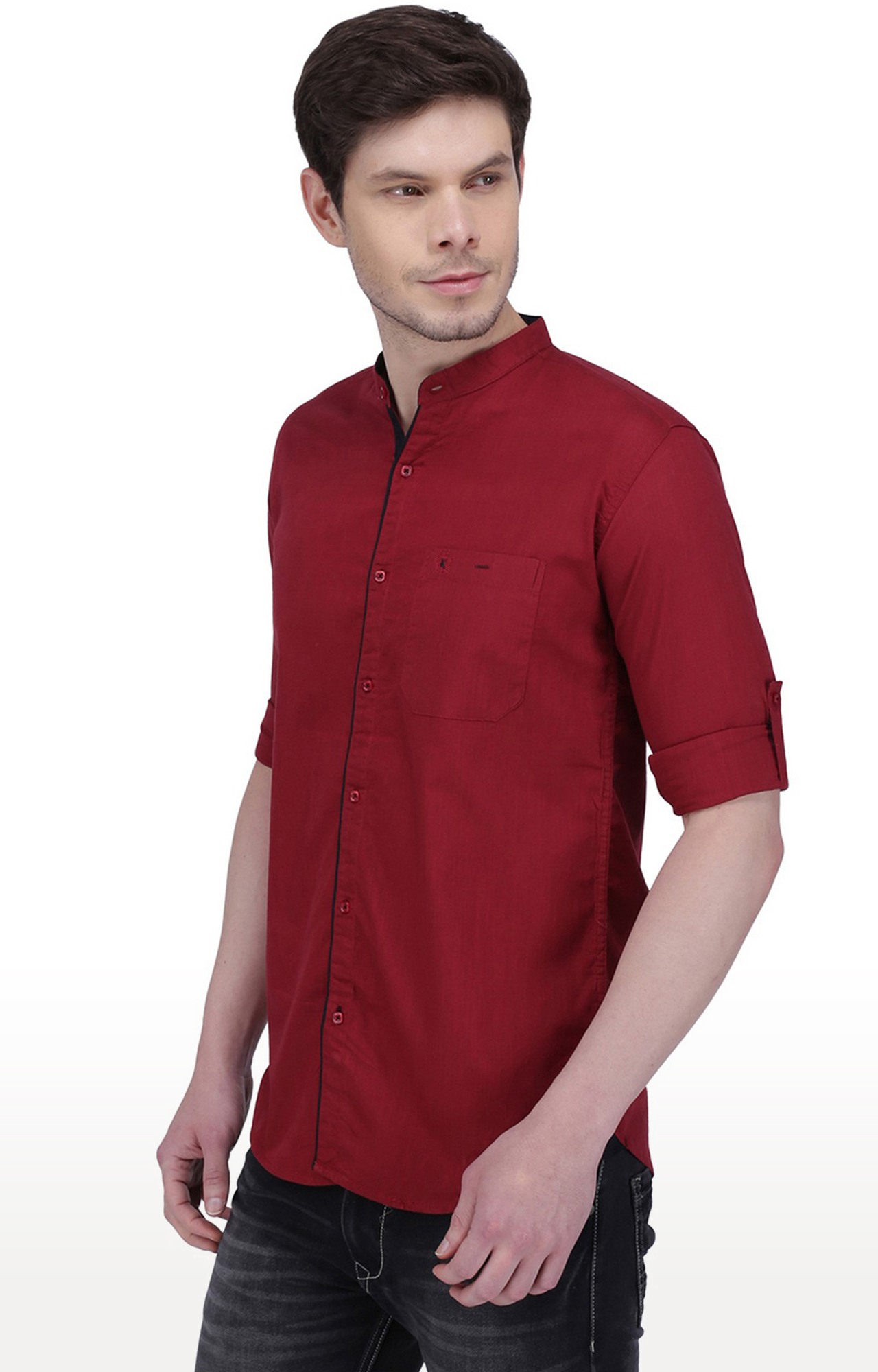 Kuons Avenue Men's Maroon Linen Cotton Casual Shirt