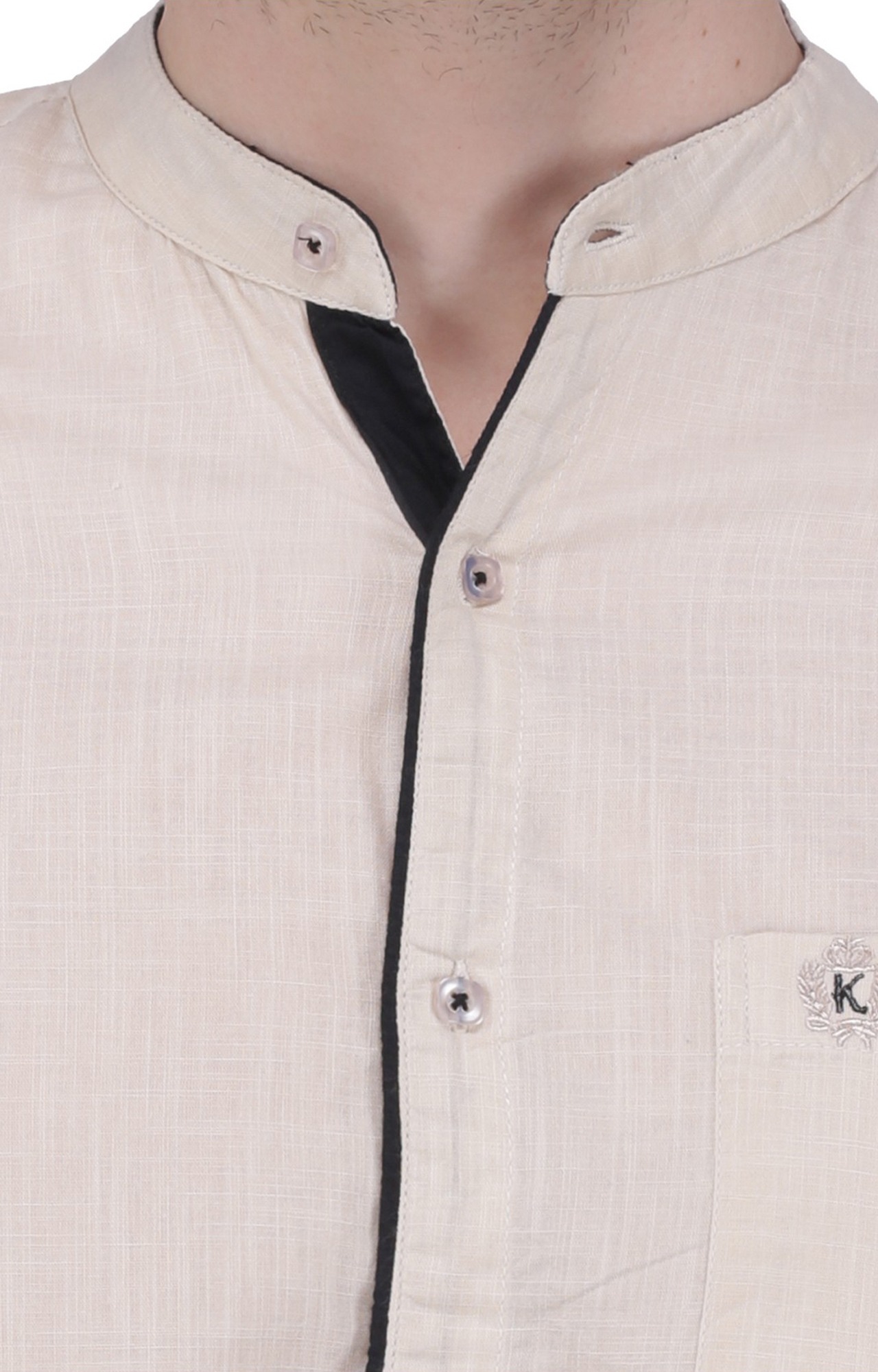 Kuons Avenue Men's Light Beige Linen Cotton Casual Shirt
