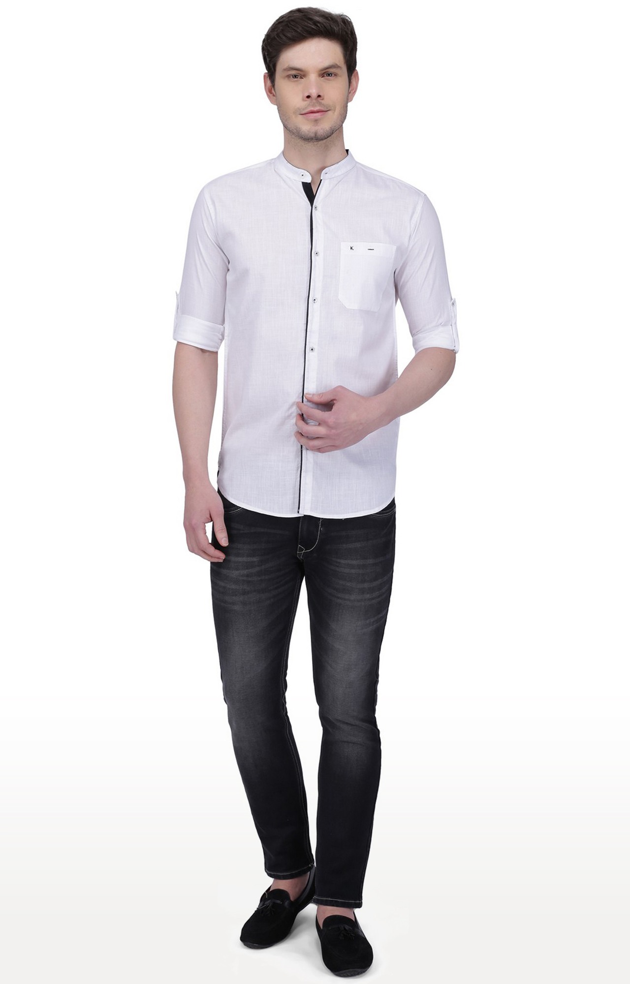 Kuons Avenue Men's White Linen Cotton Casual Shirt