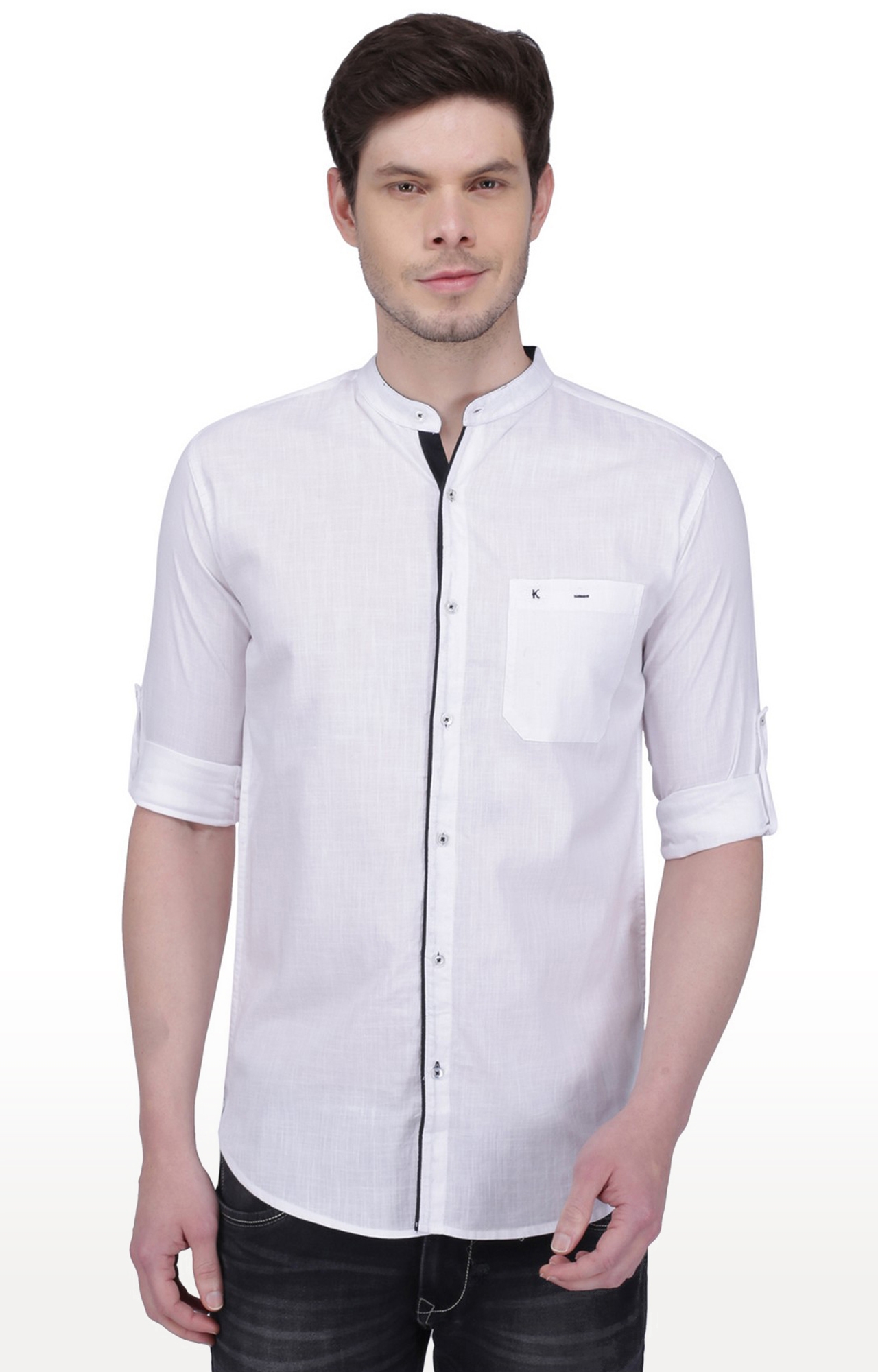 Kuons Avenue Men's White Linen Cotton Casual Shirt