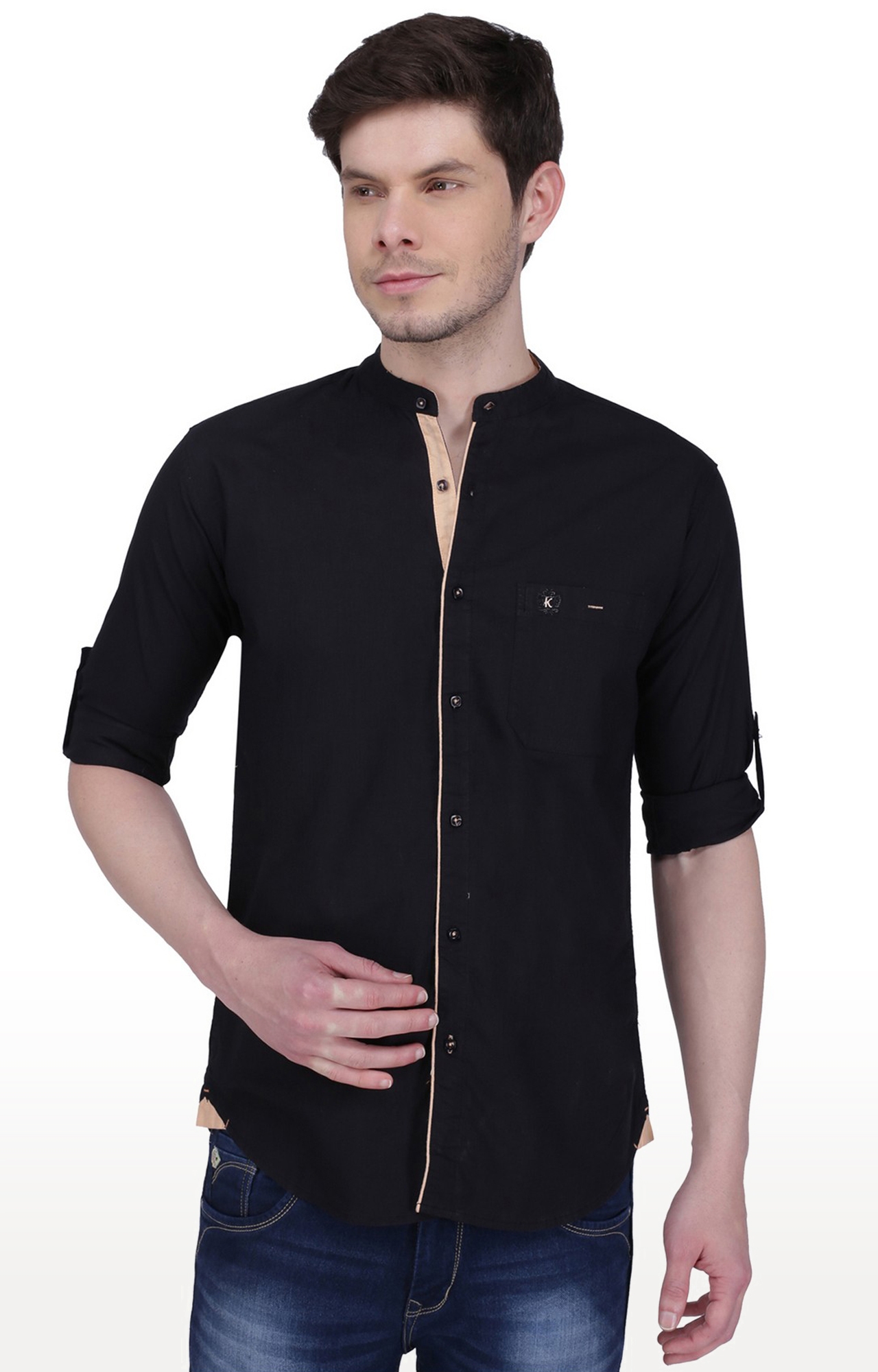 Kuons Avenue Men's Black Linen Cotton Casual Shirt