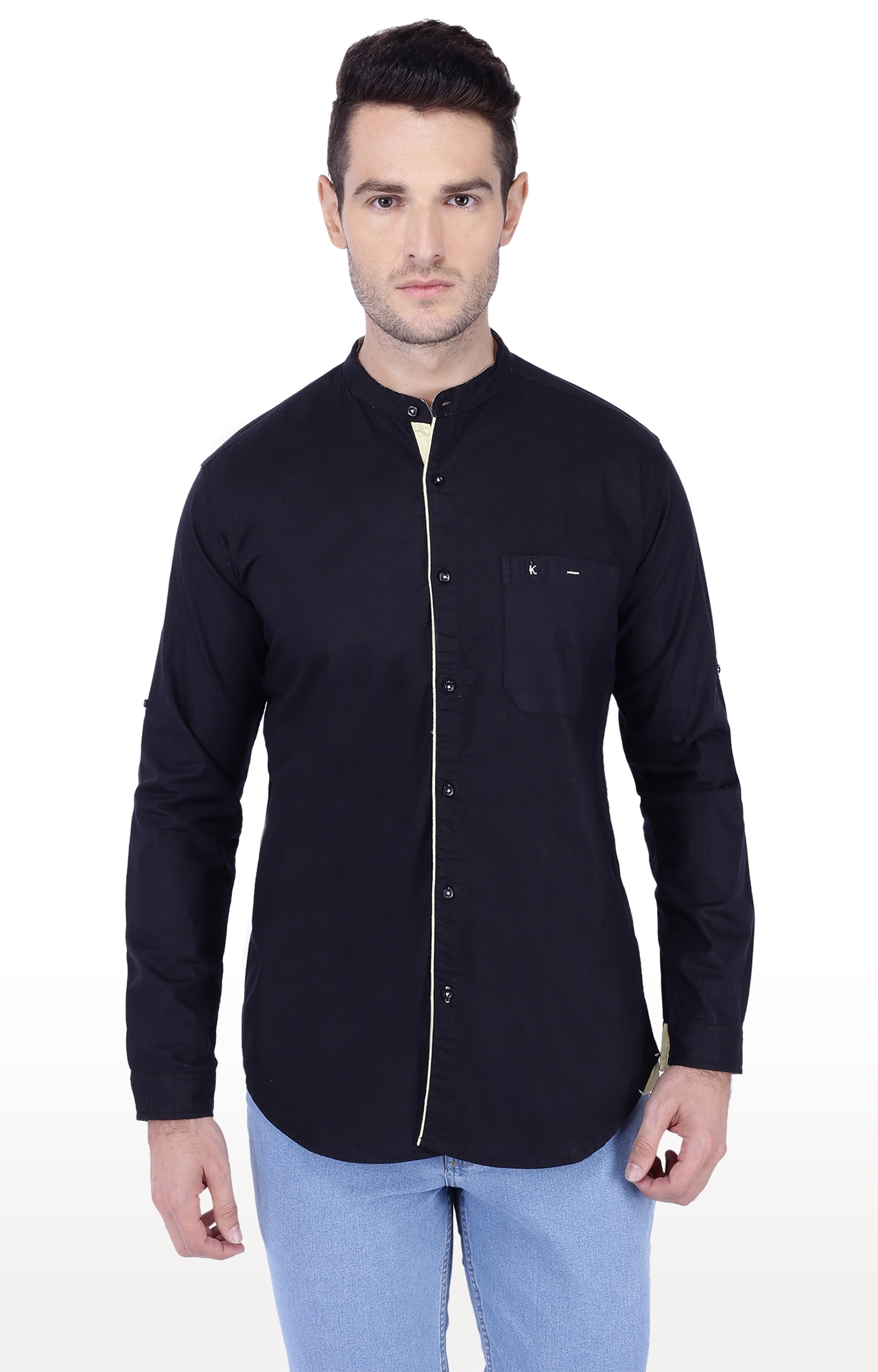 Kuons Avenue Men's Black Linen Cotton Casual Shirt