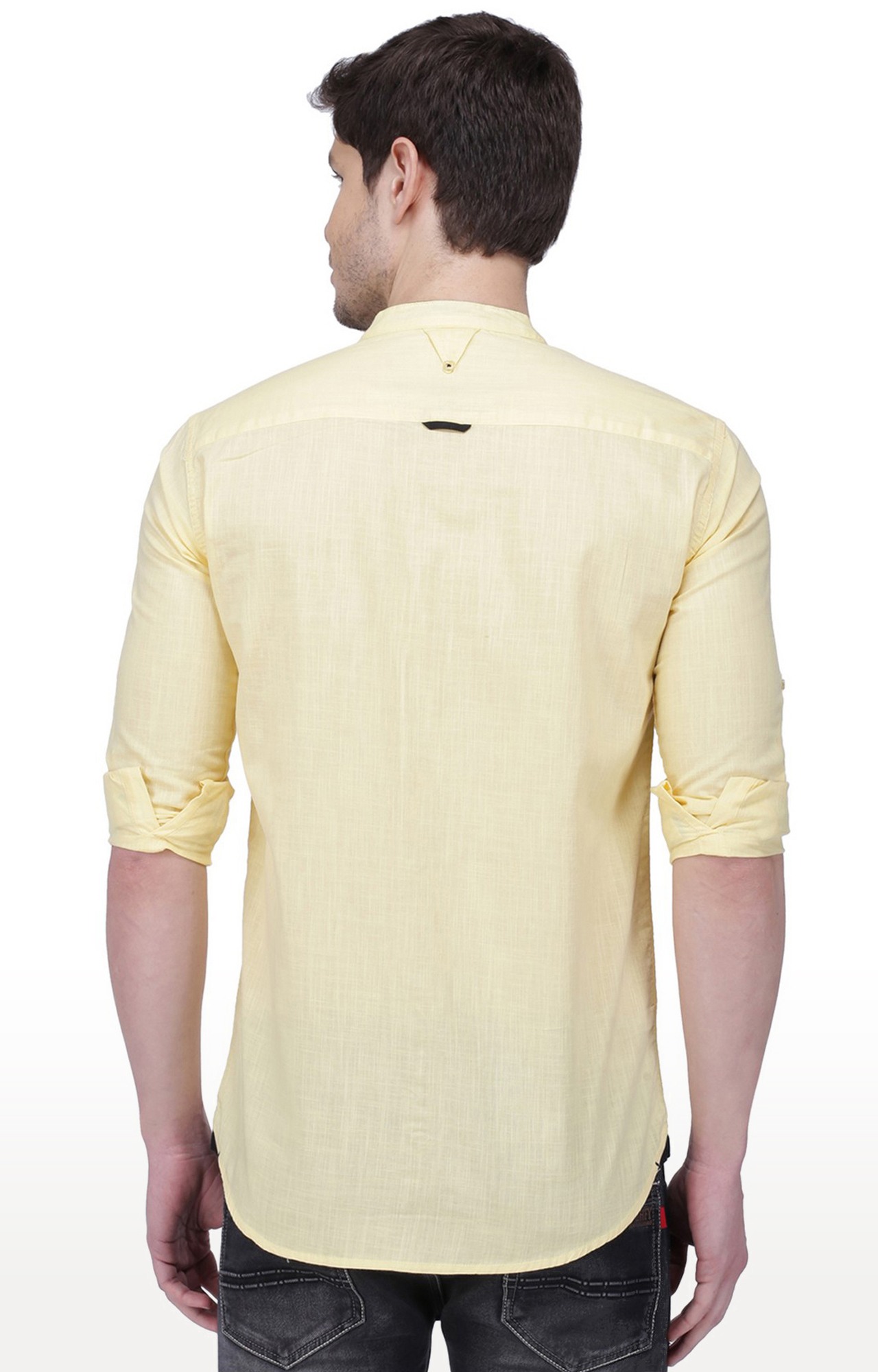 Kuons Avenue Men's Cream Yellow Linen Cotton Casual Shirt