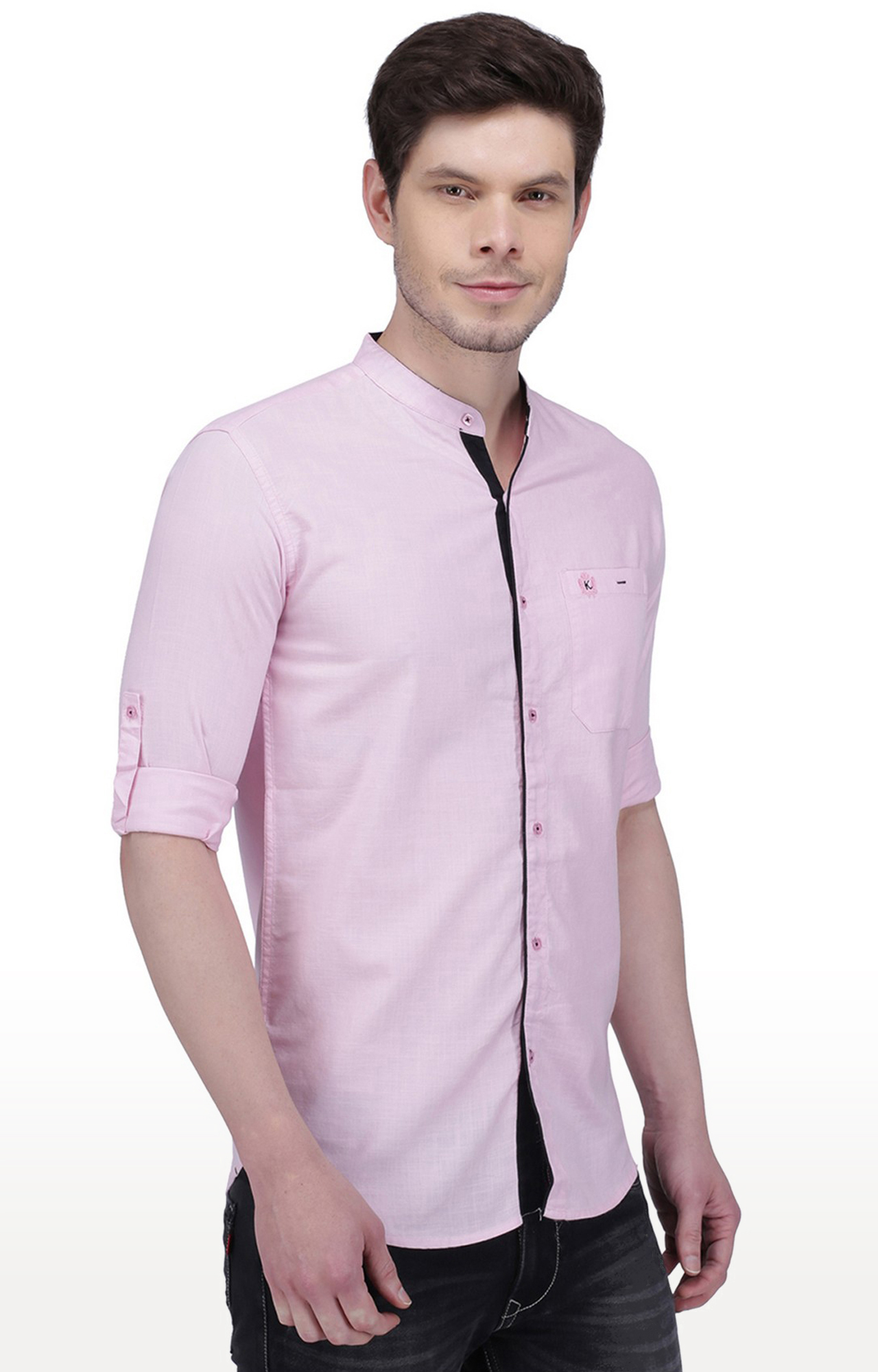 Kuons Avenue Men's Pastel Pink Linen Cotton Casual Shirt