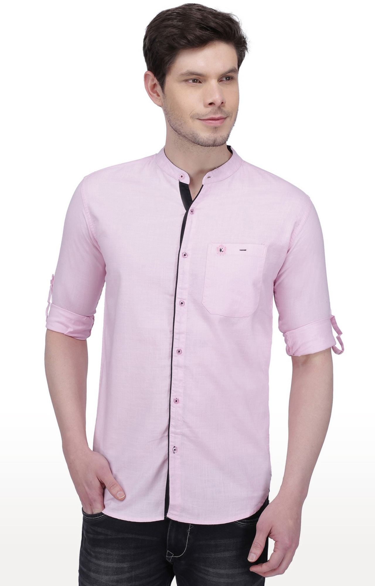 Kuons Avenue Men's Pastel Pink Linen Cotton Casual Shirt