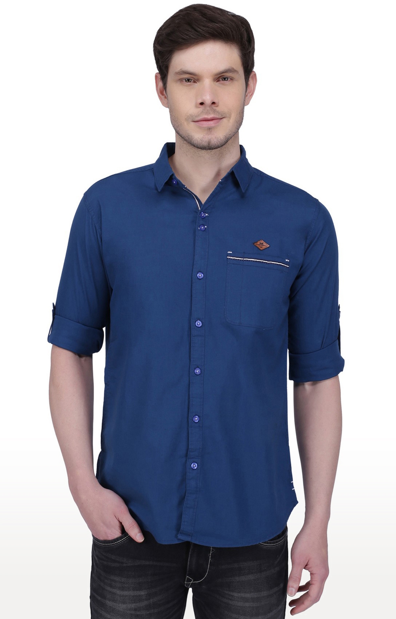Kuons Avenue Men's Royal Blue Linen Cotton Shirt