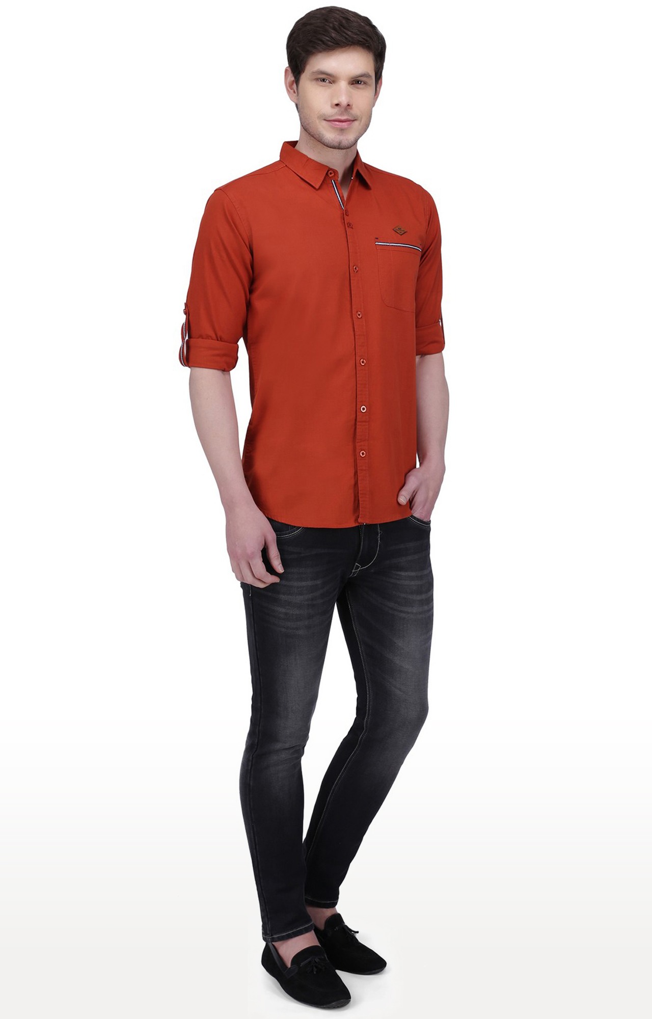 Kuons Avenue Men's Rust Brown Linen Cotton Shirt