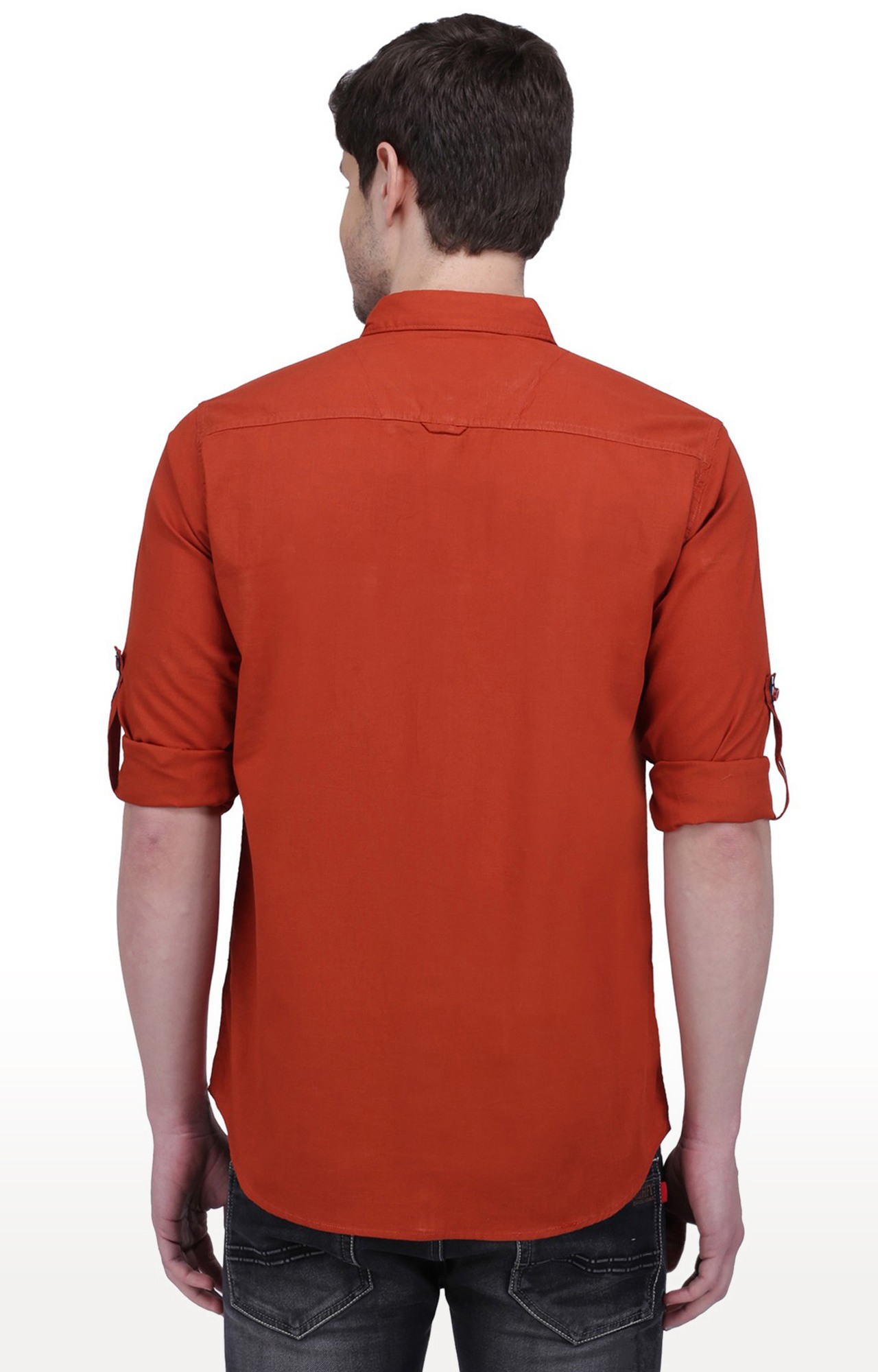 Kuons Avenue Men's Rust Brown Linen Cotton Shirt