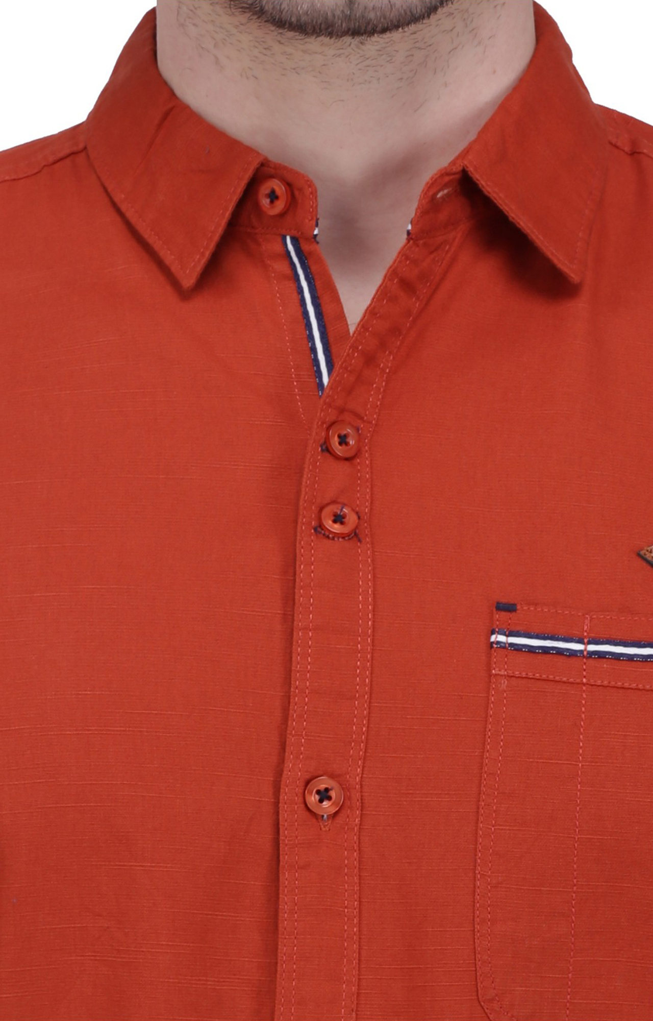 Kuons Avenue Men's Rust Brown Linen Cotton Shirt